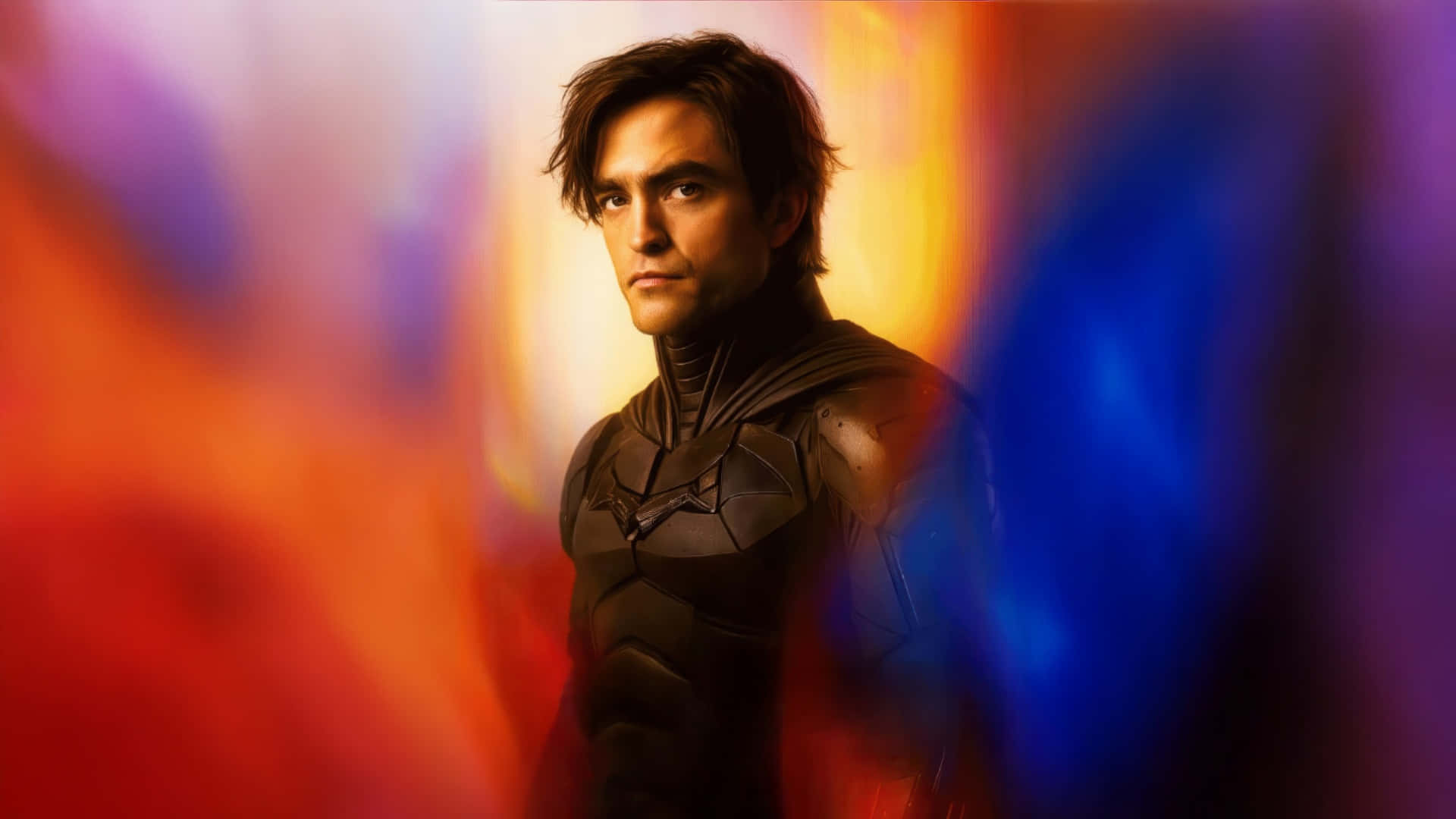 Superman 2025, dark armored suit, fiery orange, Full HD Desktop Wallpaper