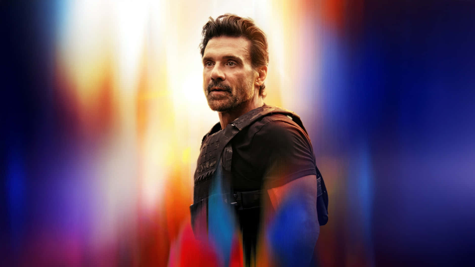 Superman 2025, tactical vest, orange blue and purple lights, Full HD Desktop Wallpaper