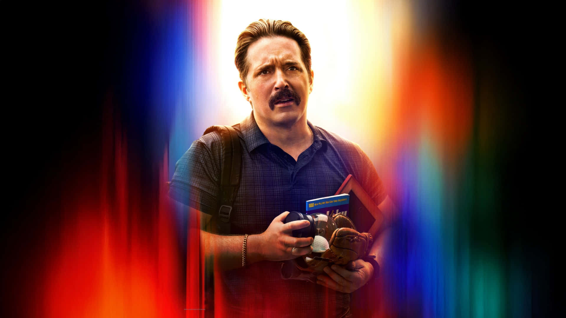 Superman 2025, rainbow gradient background, camera, Full HD Desktop Wallpaper