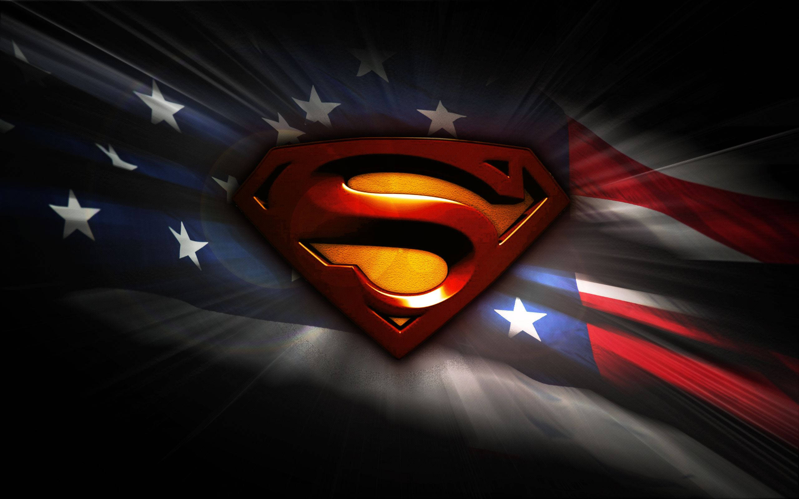 Superman, American flag, red Superman logo, 2K Desktop Wallpaper