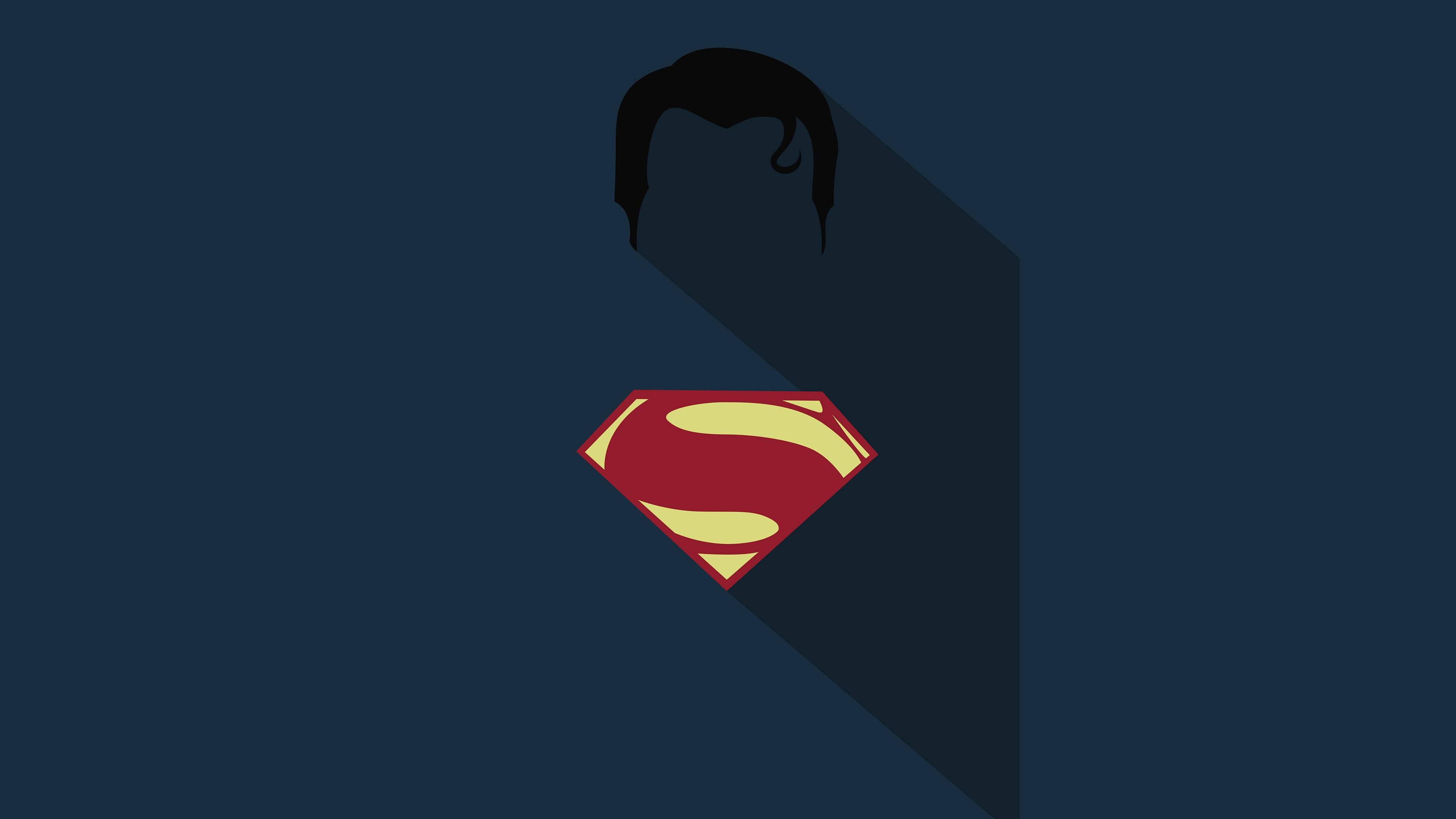 Superman, red yellow S shield, minimalist silhouette, 4K Desktop Wallpaper
