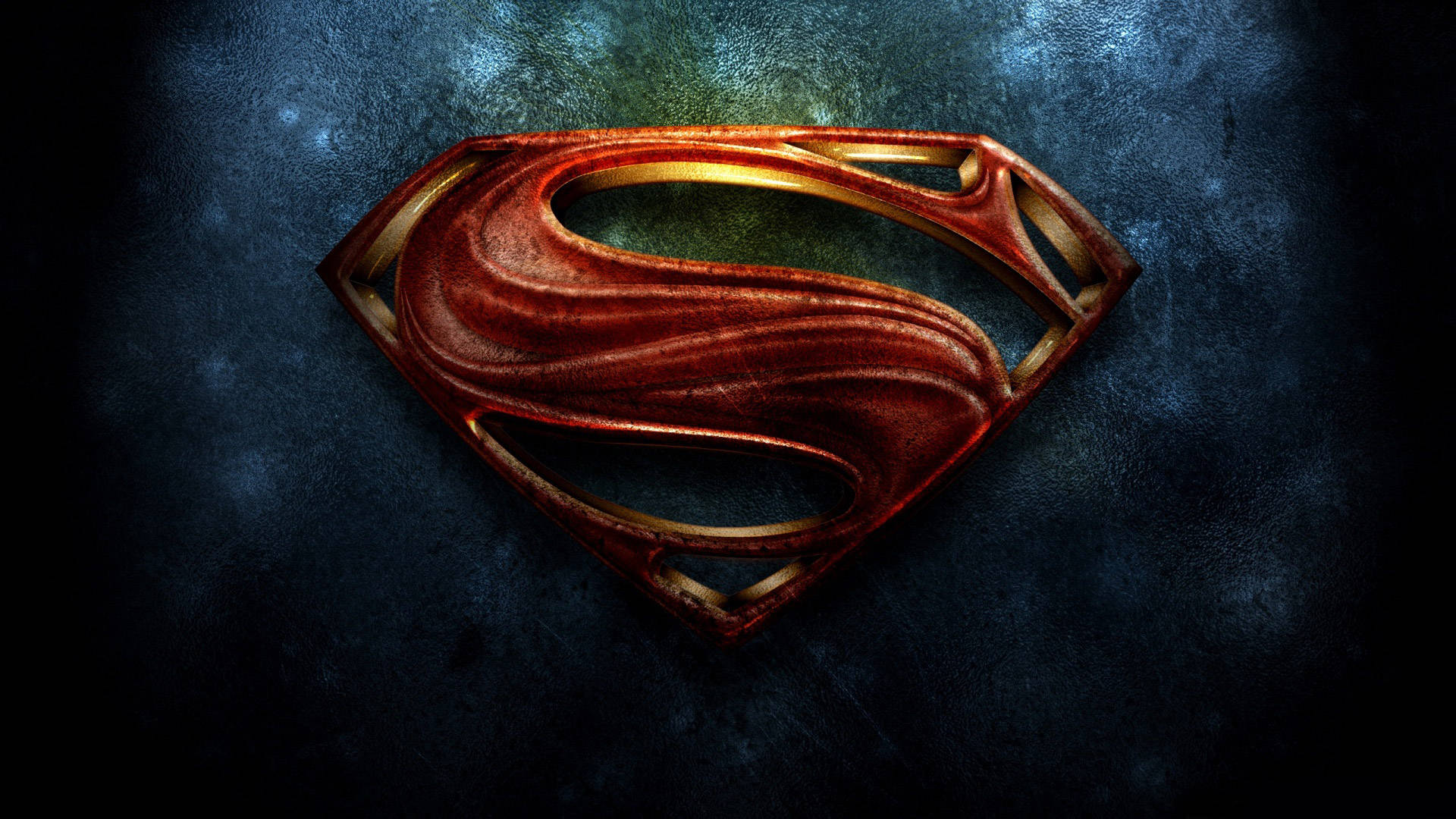 Superman Logo, metallic red, gold, Full HD Desktop Wallpaper