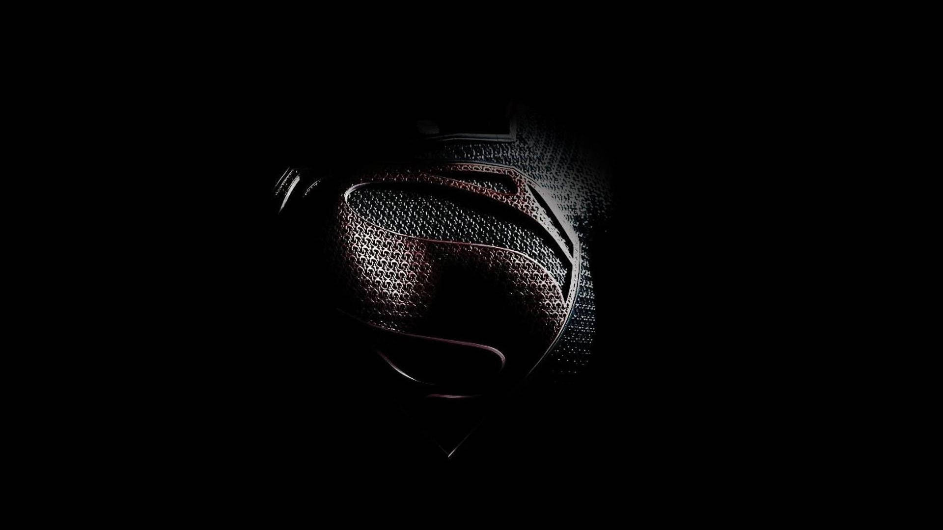 Superman logo, black background, dark textured, Full HD Desktop Wallpaper