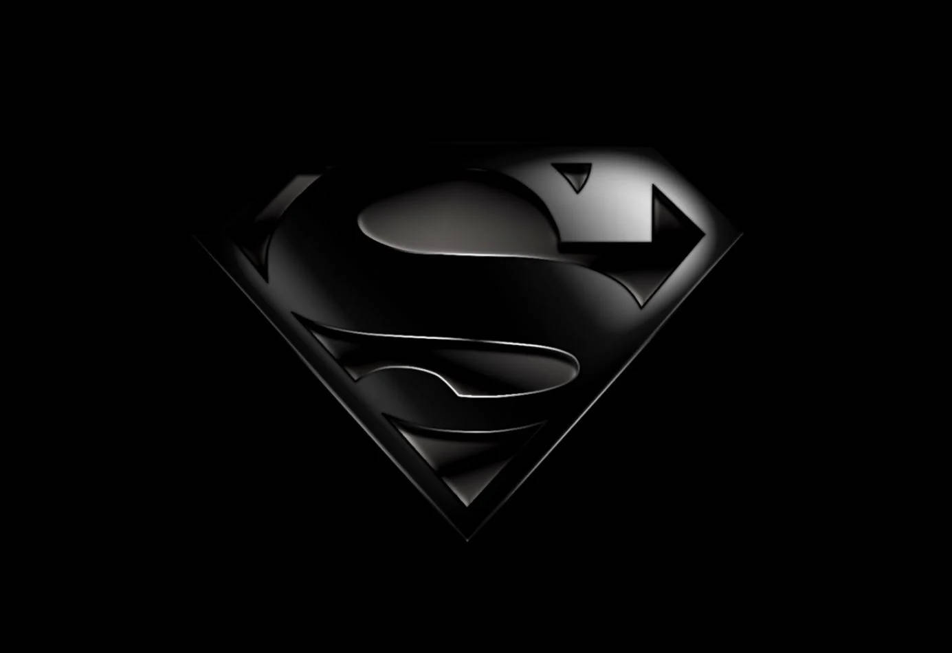 Superman Logo, black, metallic highlights, HD Desktop Wallpaper