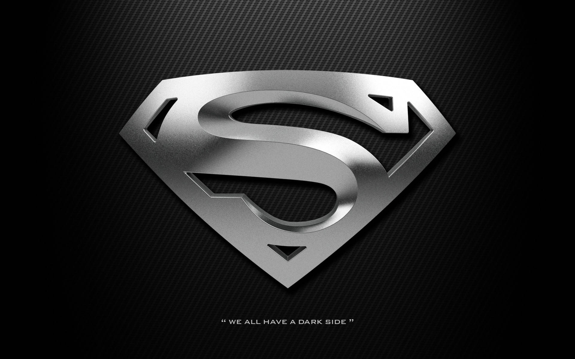 Shiny Metallic Silver Superman Logo, metallic Superman logo, textured black carbon fiber background, Full HD Desktop Wallpaper