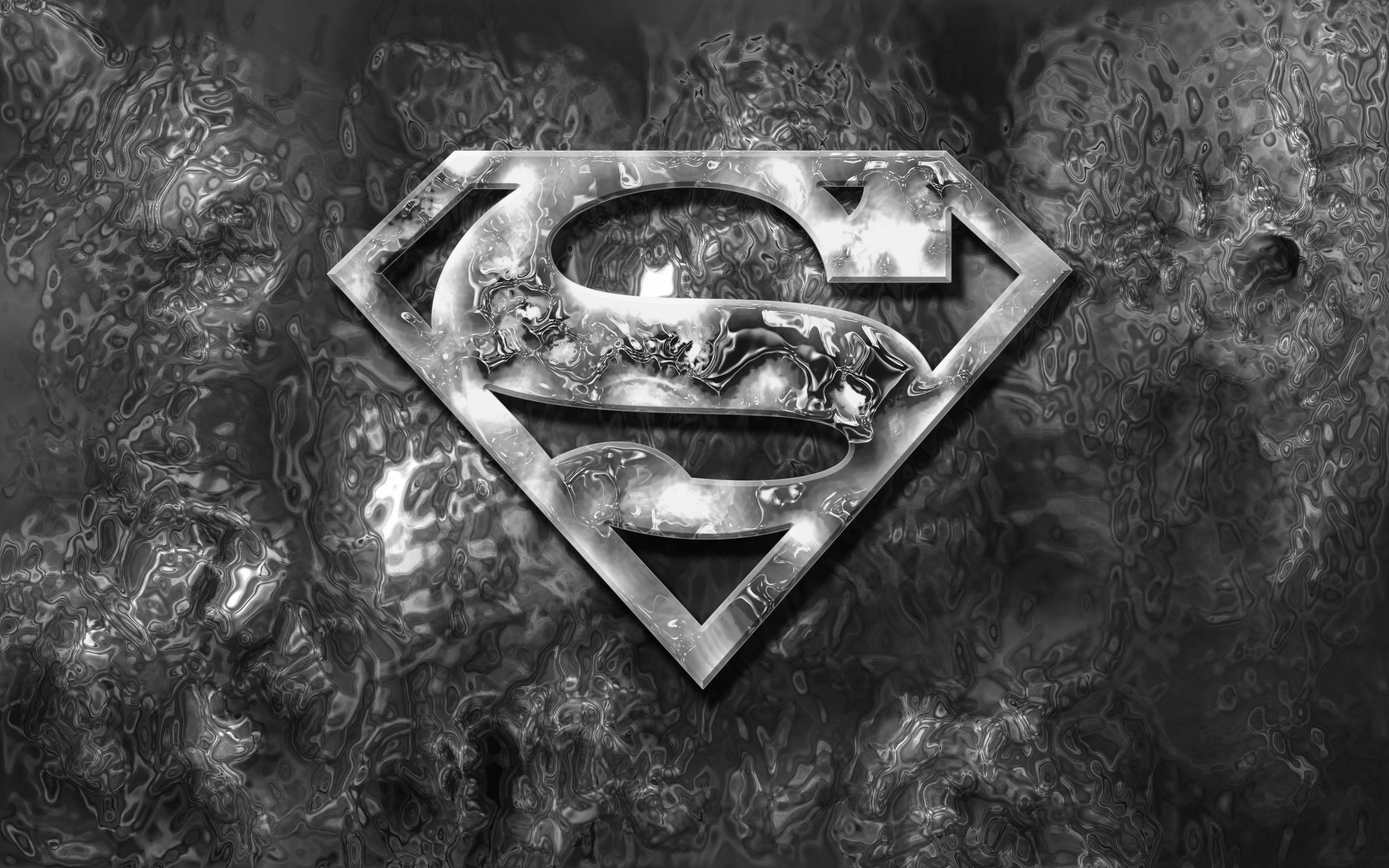 textured silver, Superman logo, metallic, 2K Desktop Wallpaper