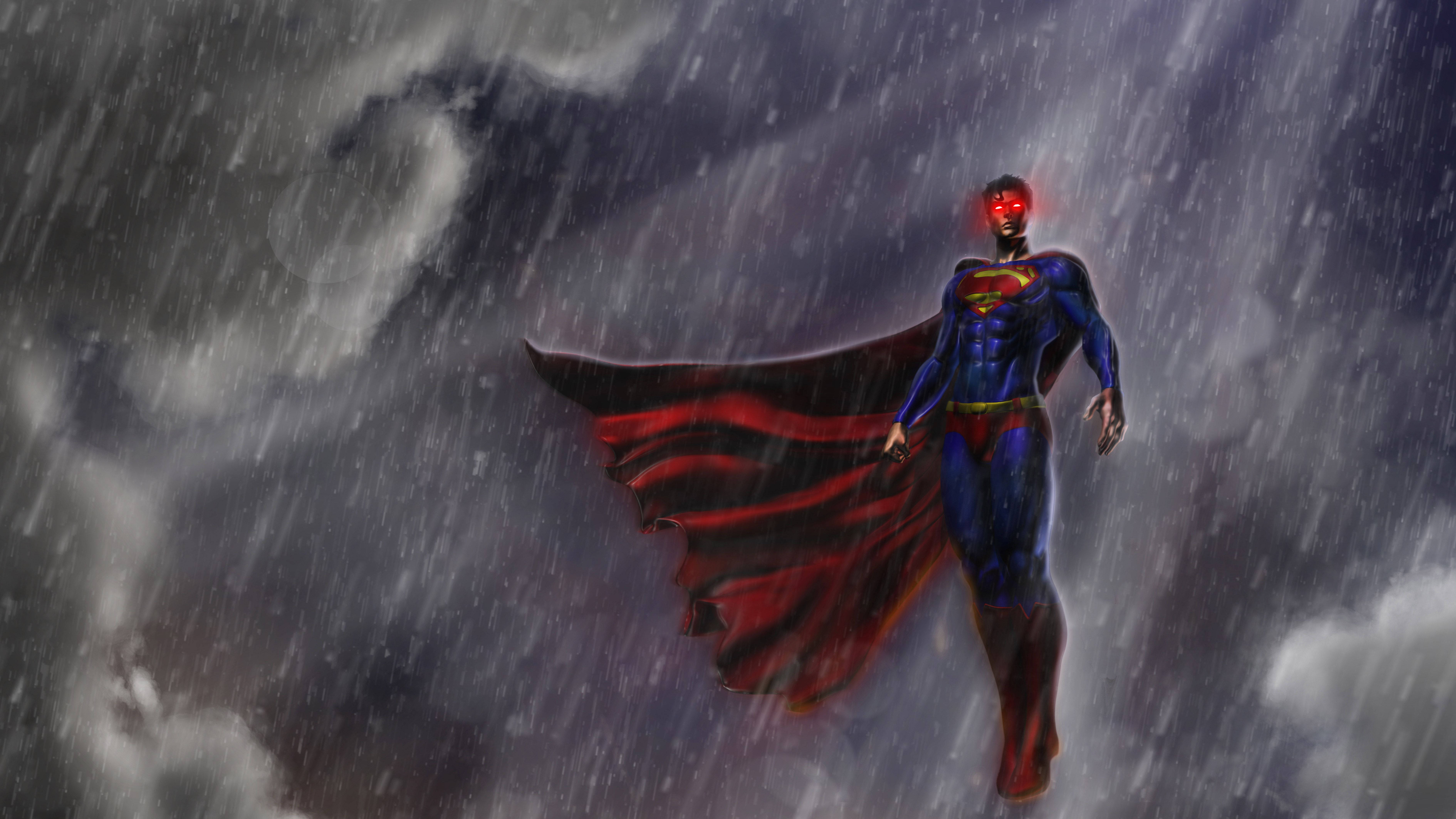 Superman, iconic crest, stormy sky, 5K Desktop Wallpaper