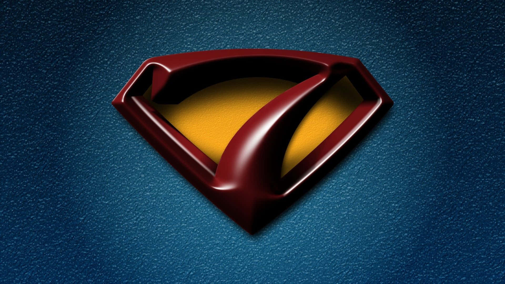 Superman Logo, glossy red and yellow, 3D metallic finish, Full HD Desktop Wallpaper