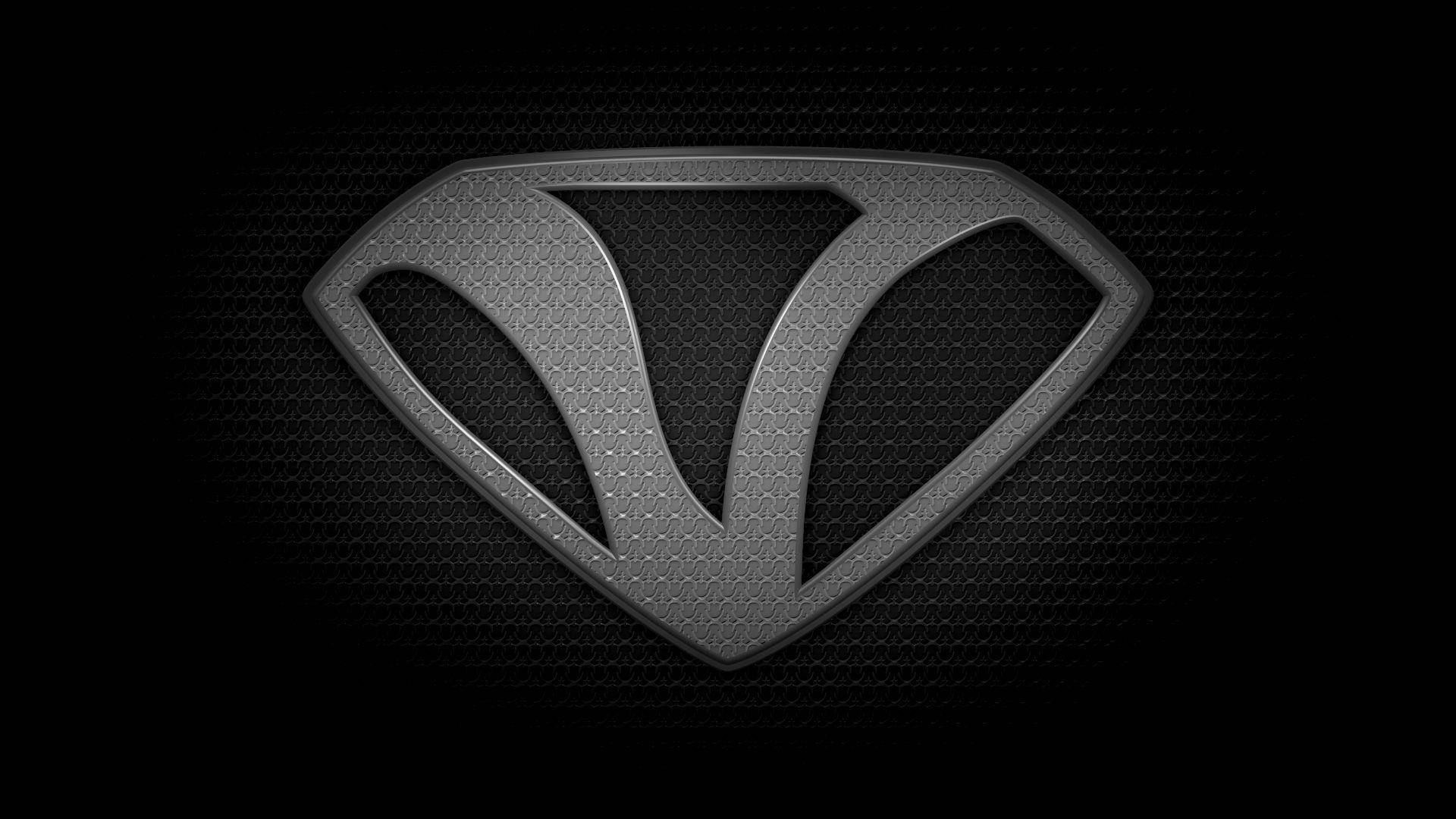 Superman logo, metallic textured, dark mesh background, Full HD Desktop Wallpaper