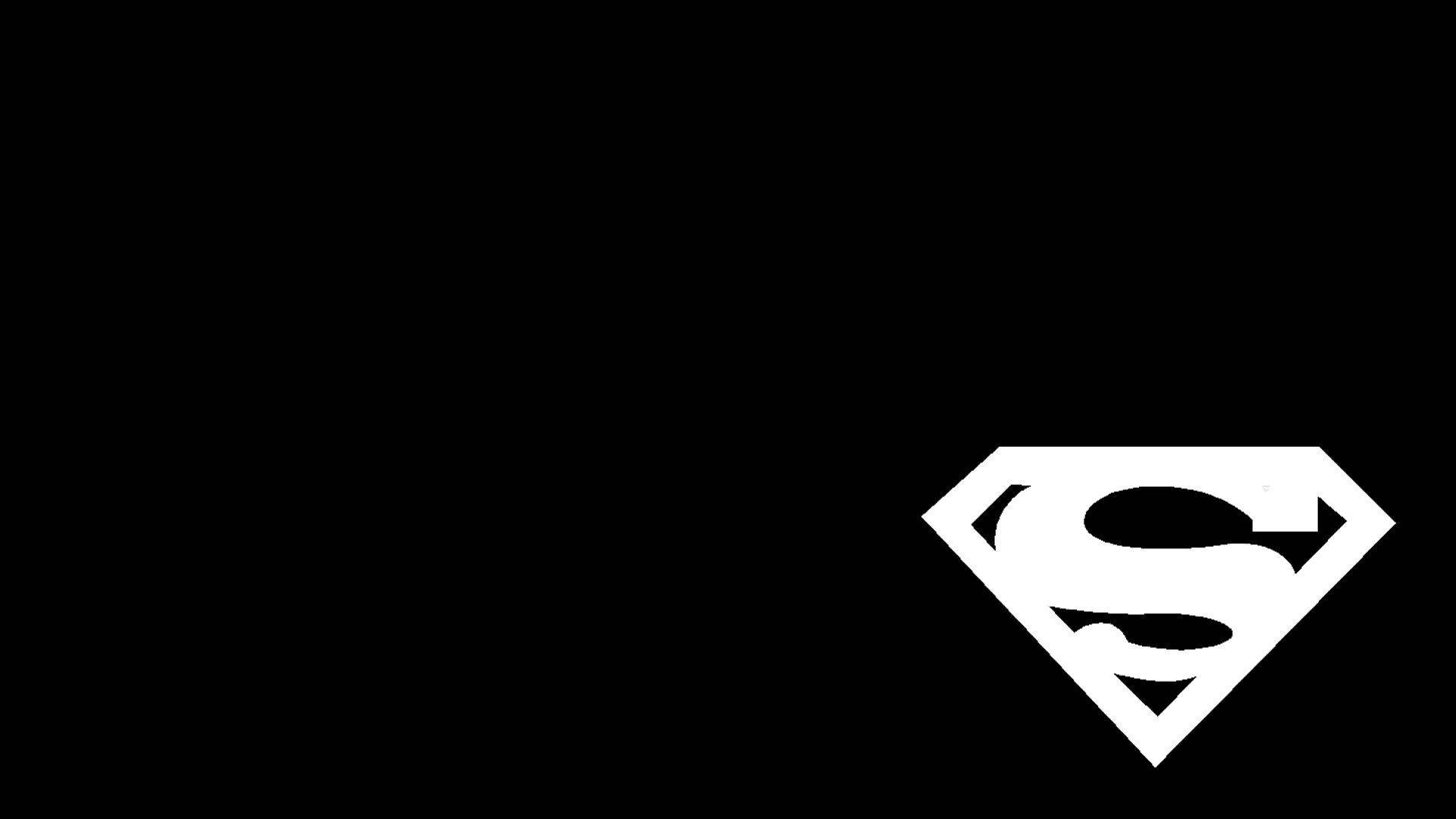 Superman Logo, white, black background, Full HD Desktop Wallpaper