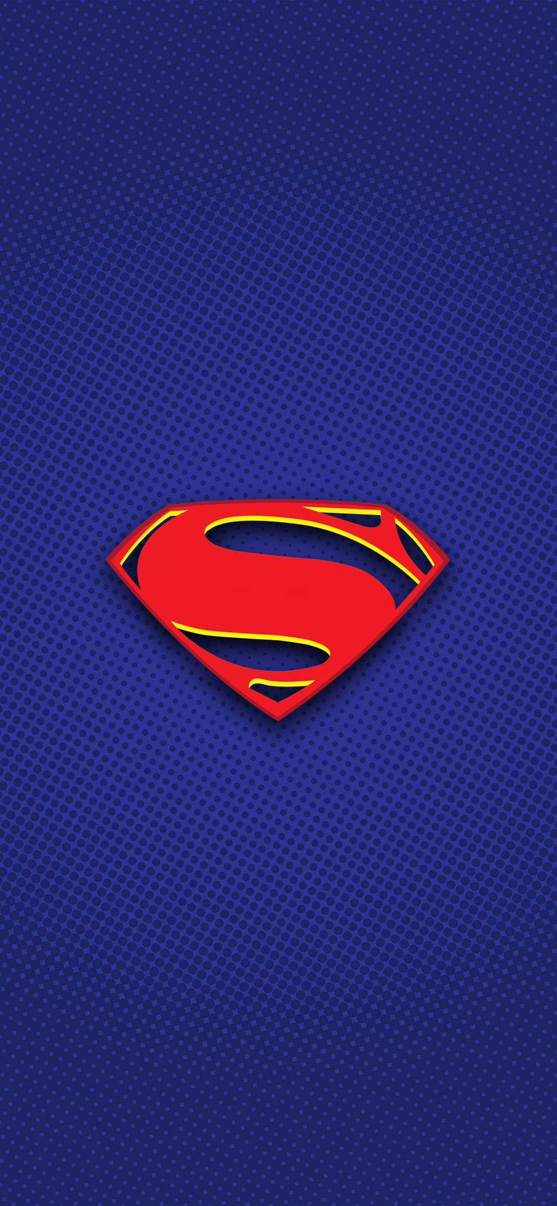Superman Symbol iPhone, blue dots, bold red and yellow, Full HD Phone Wallpaper