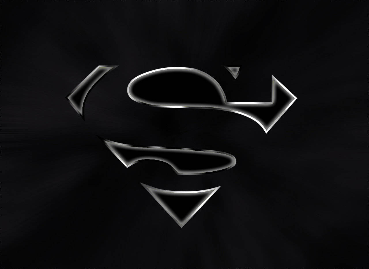 Silver Black Minimalist Superman Symbol iPhone, metallic silver Superman logo, dark textured background, HD Desktop Wallpaper