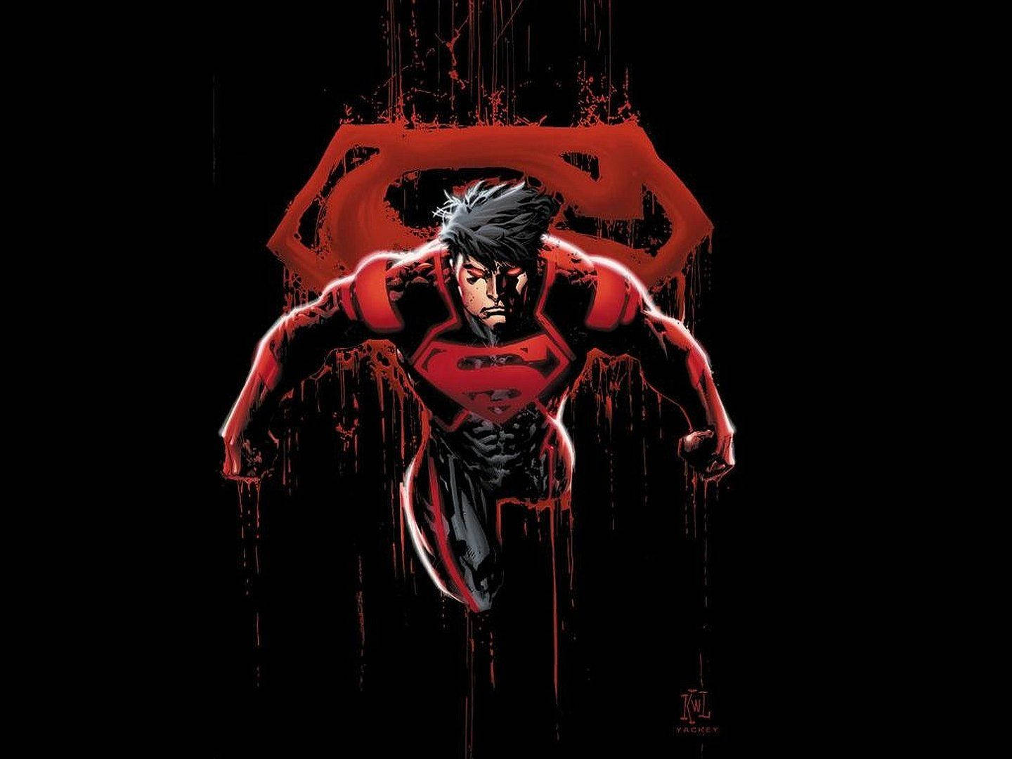 Superman, red and black suit, dripping red S-shield, HD Desktop Wallpaper