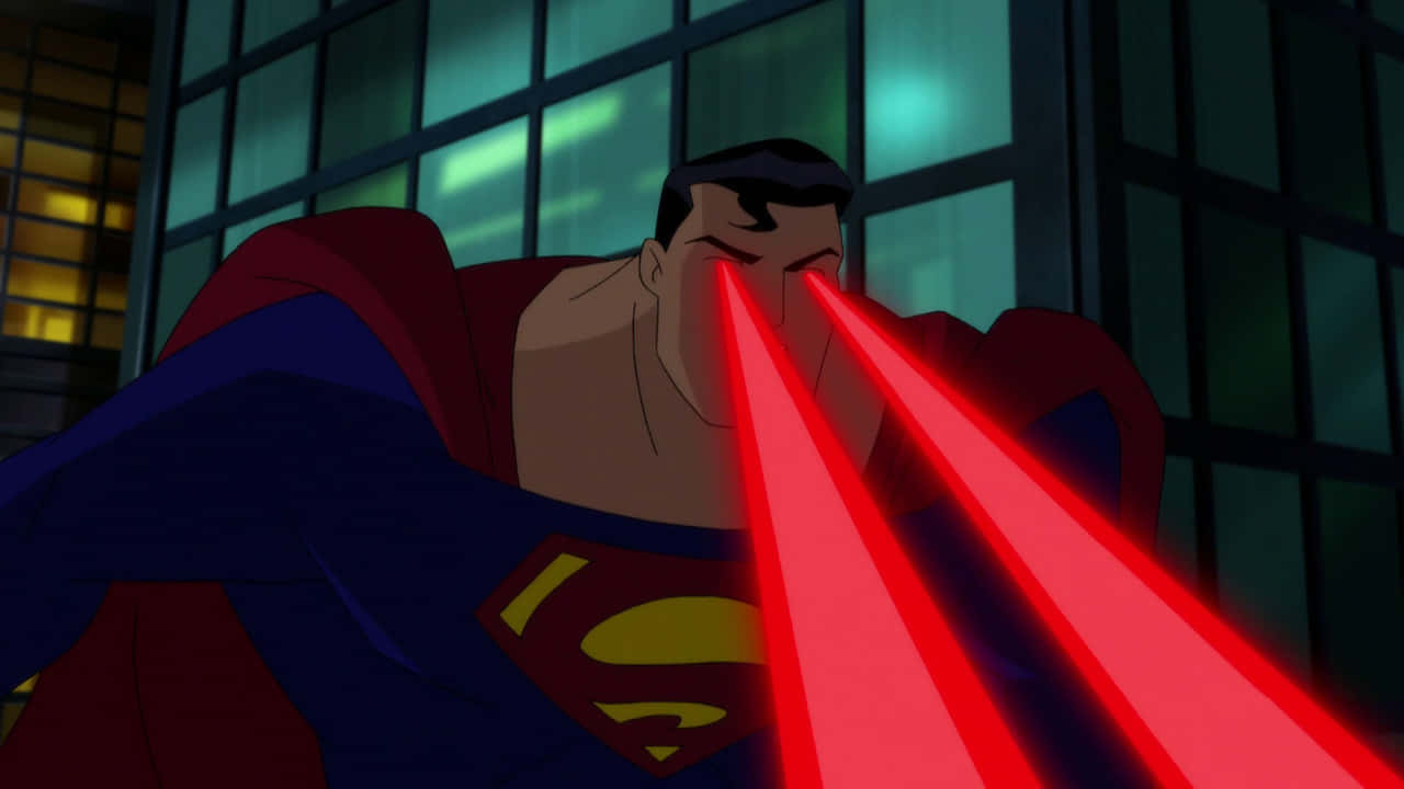 Superman The Animated Series, red laser beams, dark cityscape, HD Desktop Wallpaper