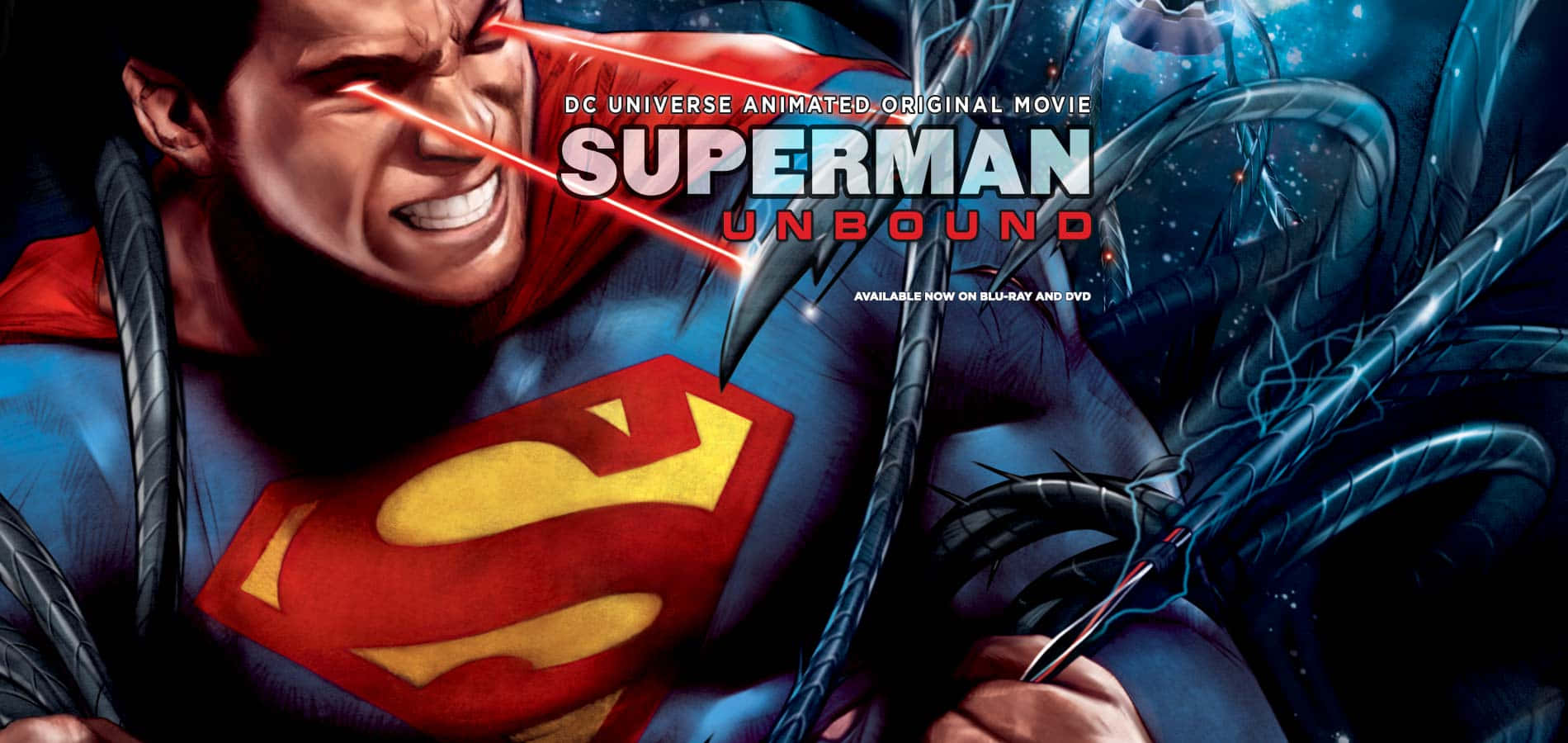 Superman Unbound, dark tentacled monster, glowing red eyes, HD Desktop Wallpaper