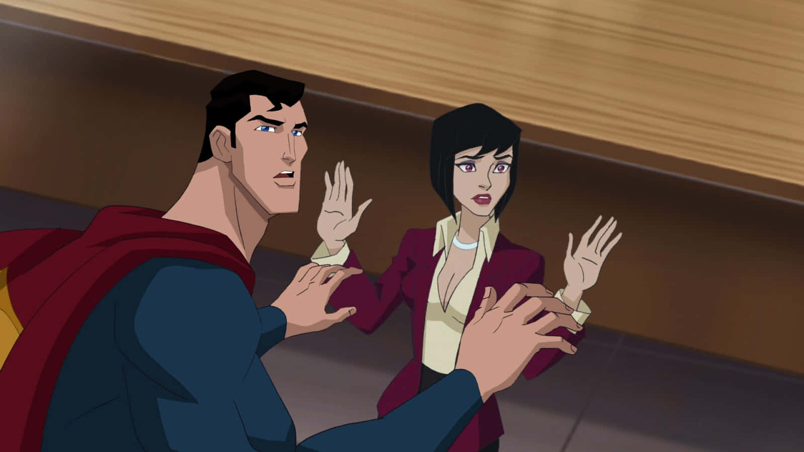 Superman Unbound, maroon blazer, dimly lit hallway, HD Desktop Wallpaper