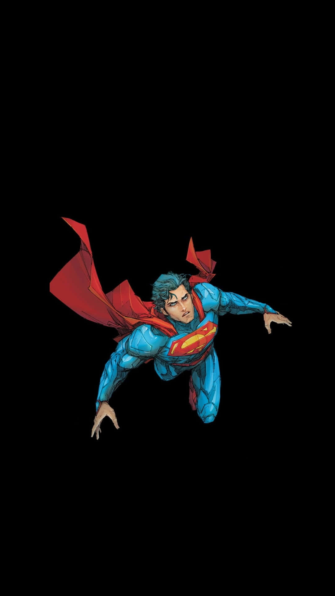 Superman, red cape, black background, Full HD Phone Wallpaper