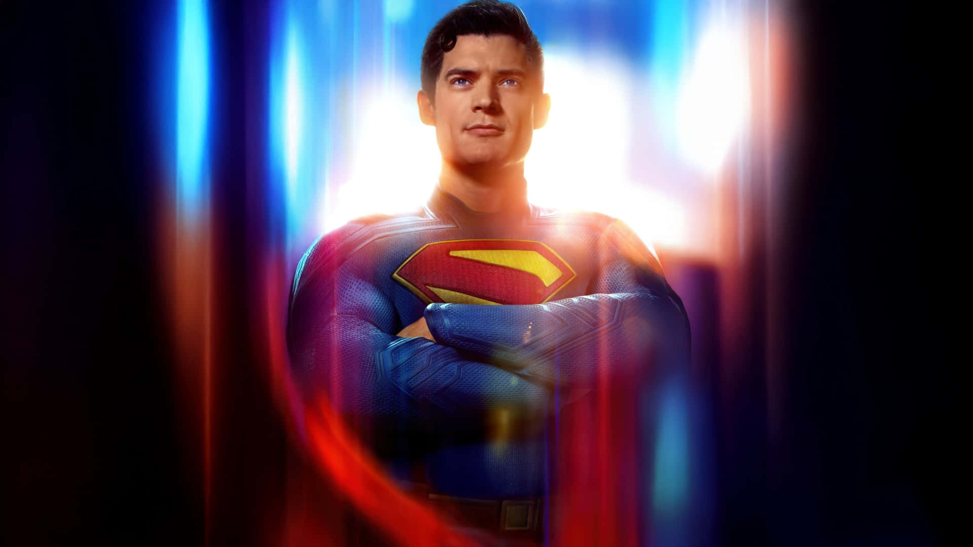 Superman 2025, blue suit, red and yellow emblem, Full HD Desktop Wallpaper
