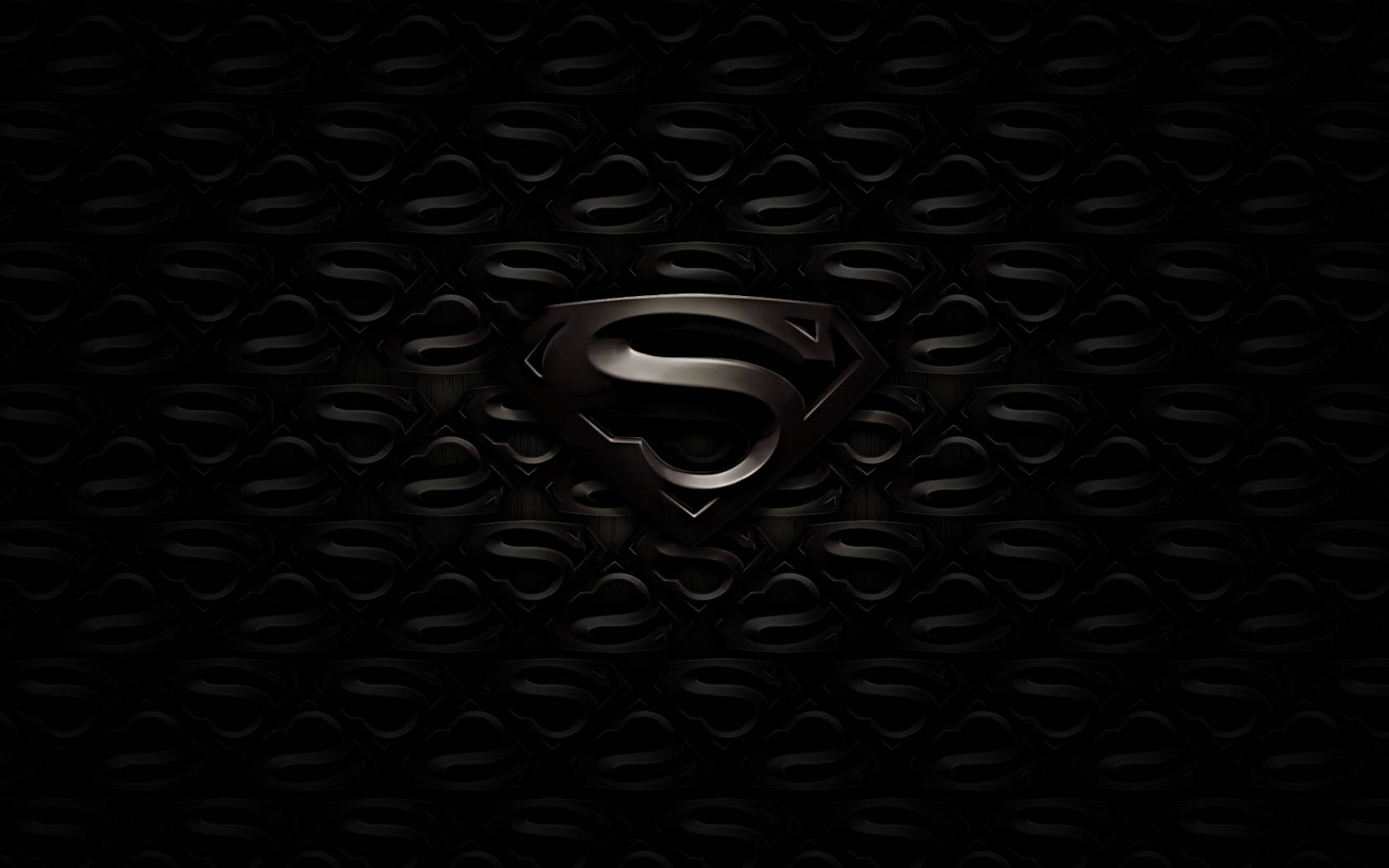 Superman, metallic Superman logo, repeating embossed black background, HD Desktop Wallpaper