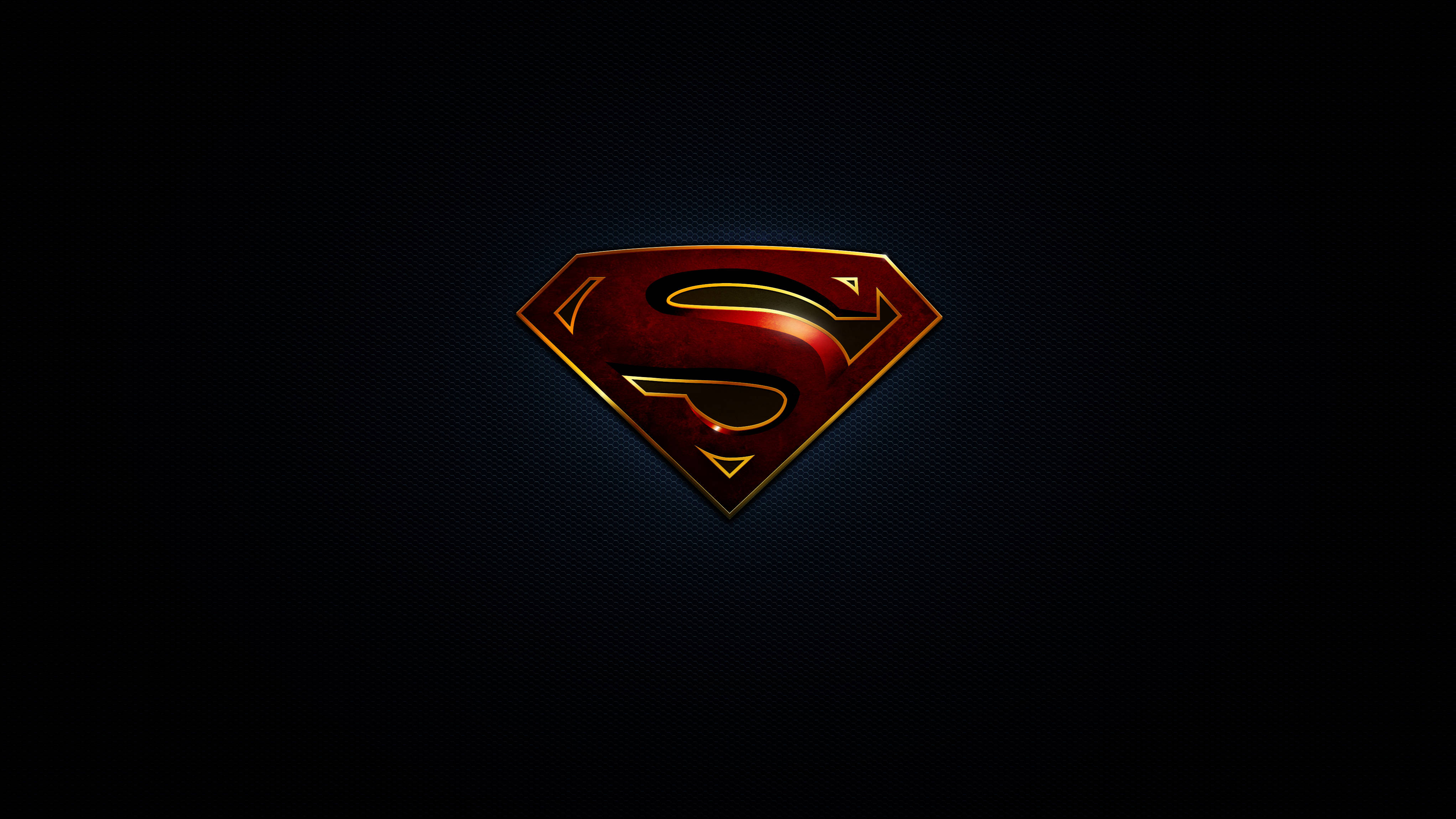 Superman, glowing red, gold, 4K Desktop Wallpaper