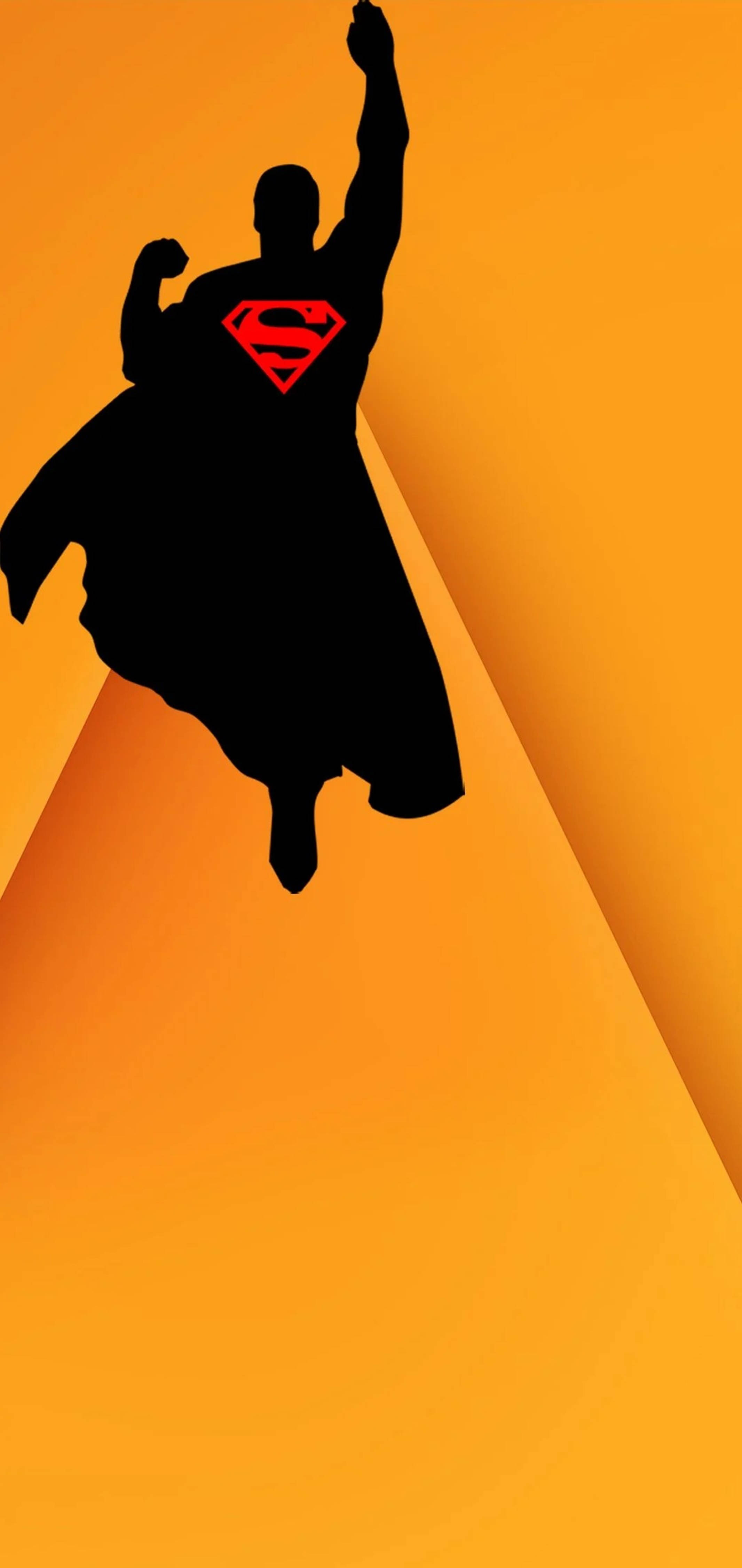 Superman, black silhouette, flight, 4K Phone Wallpaper