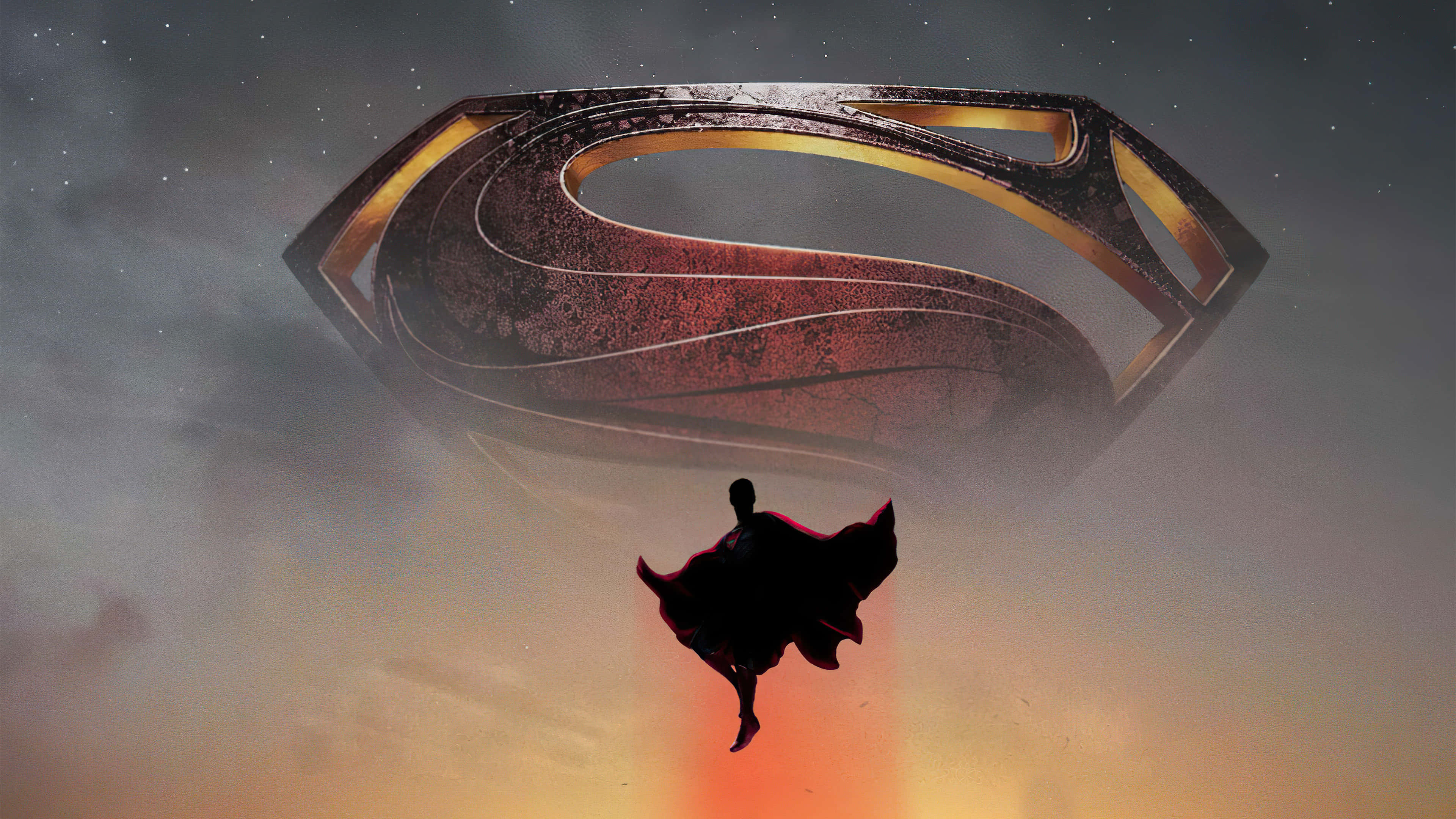 Superman, twilight sky, stars, 4K Desktop Wallpaper