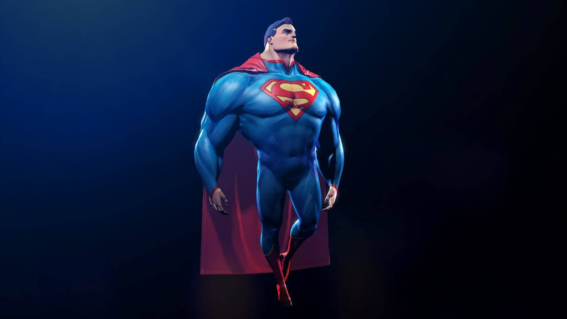 Superman, dark blue spotlight, red cape, Full HD Desktop Wallpaper