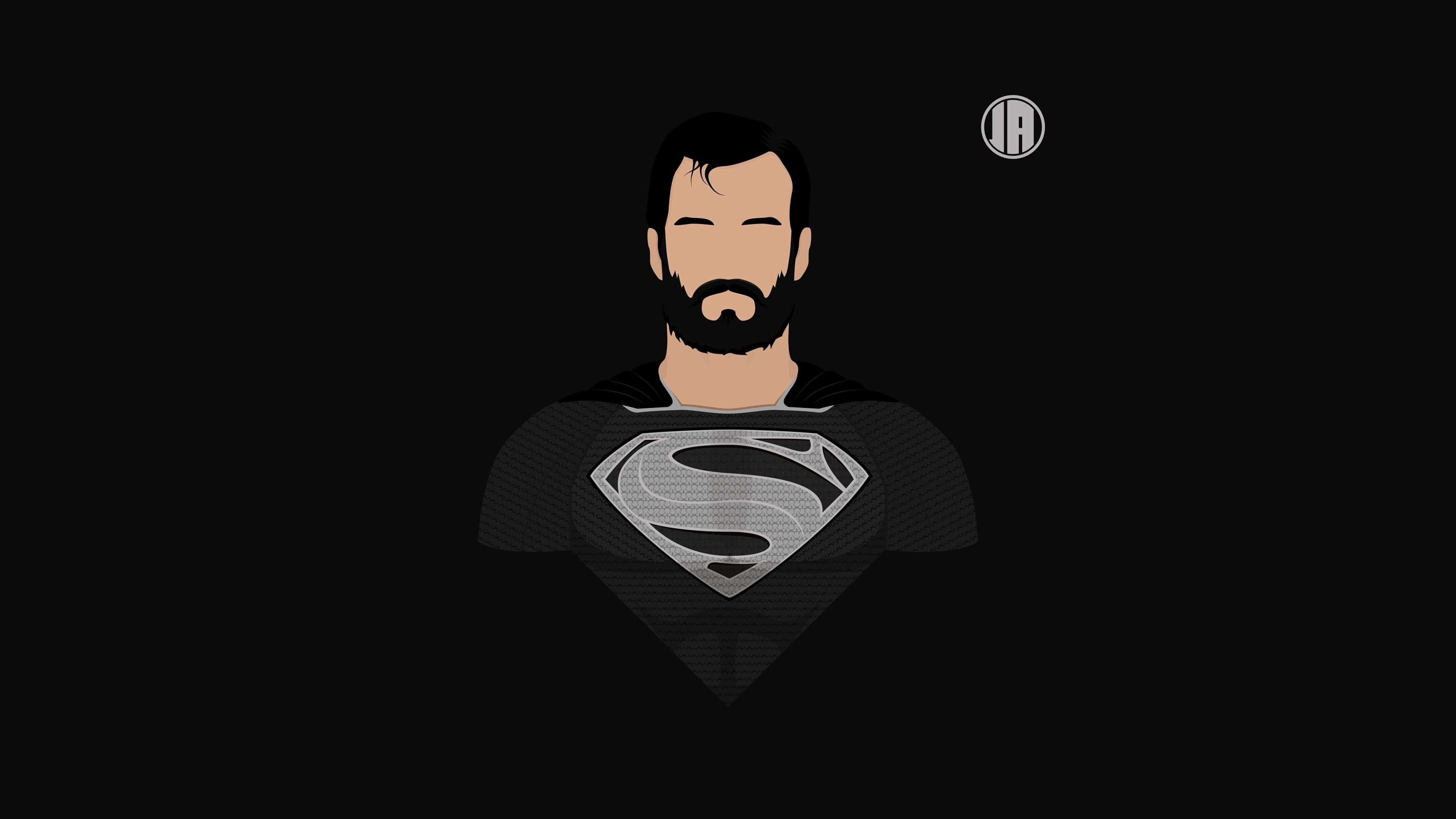 Superman, beard, minimalist digital illustration, 4K Desktop Wallpaper
