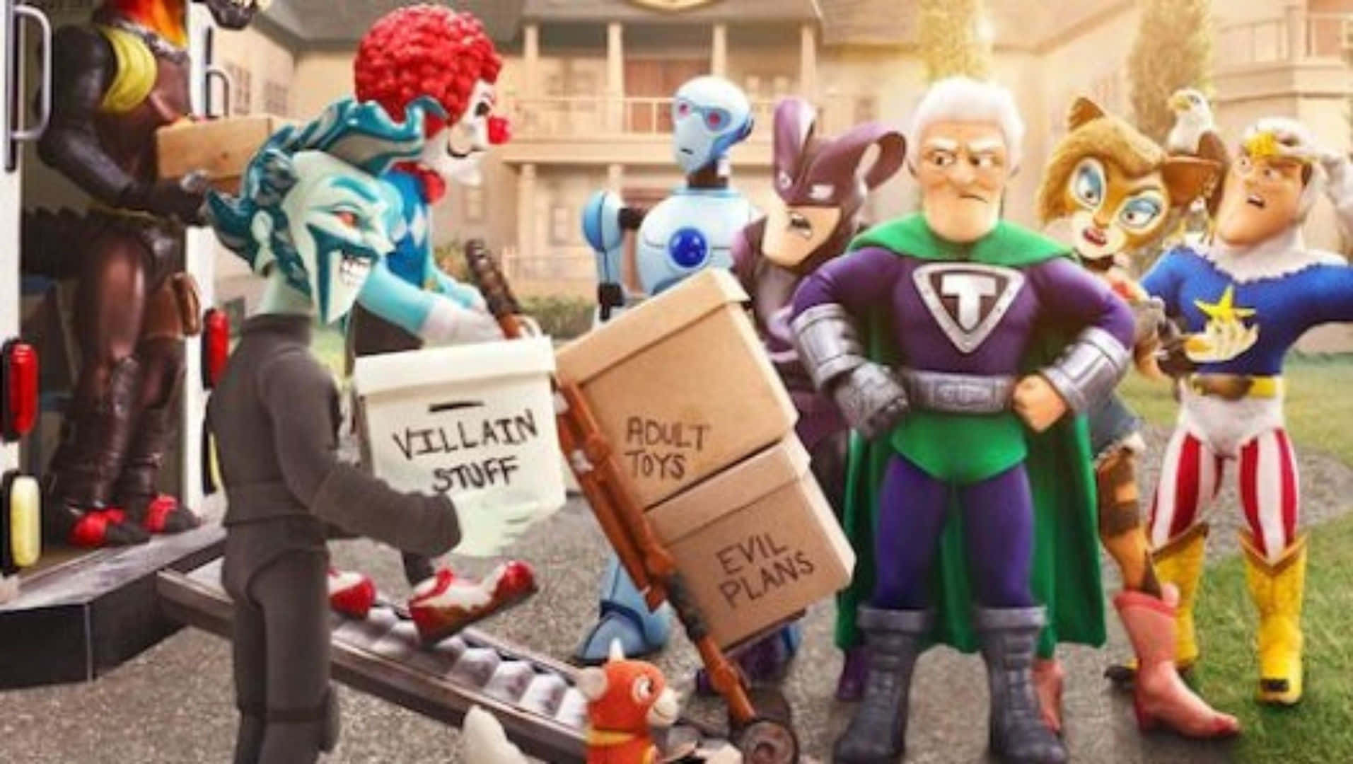 Supermansion, villains, heroes, HD Desktop Wallpaper