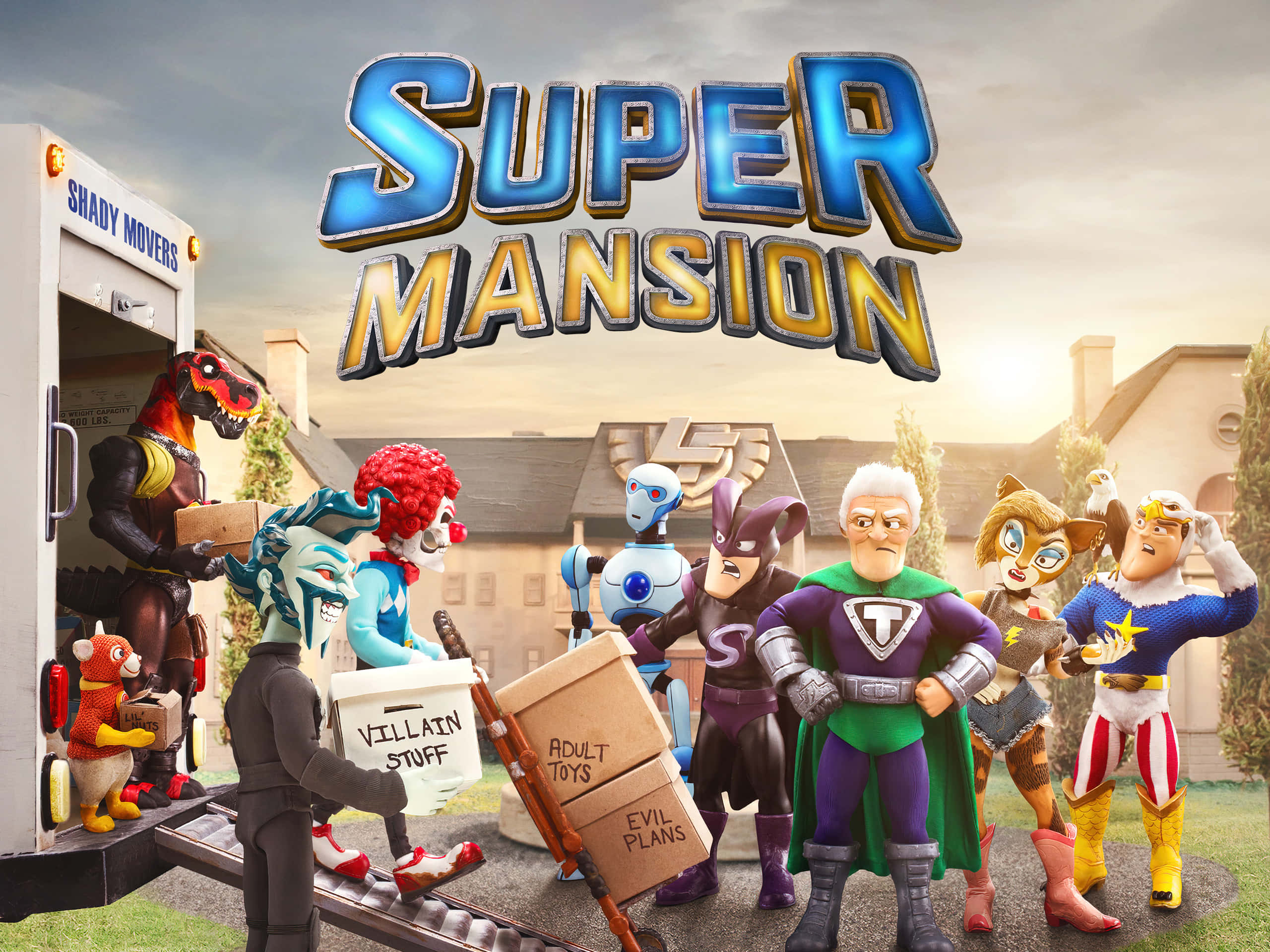 Supermansion, mansion, moving truck, 2K Desktop Wallpaper
