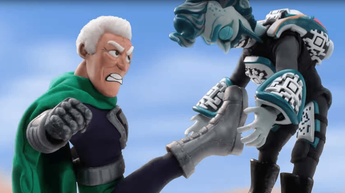 Supermansion, green cloak, biomechanical alien warrior, SD Desktop Wallpaper