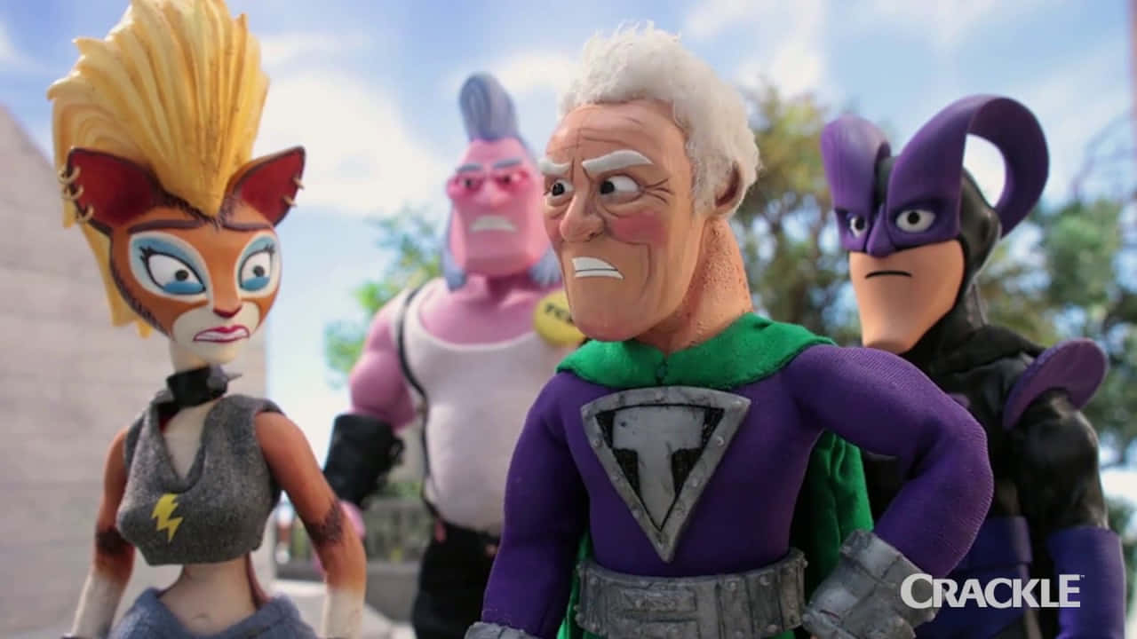 Supermansion, leading heroes, stylized animated characters, HD Desktop Wallpaper