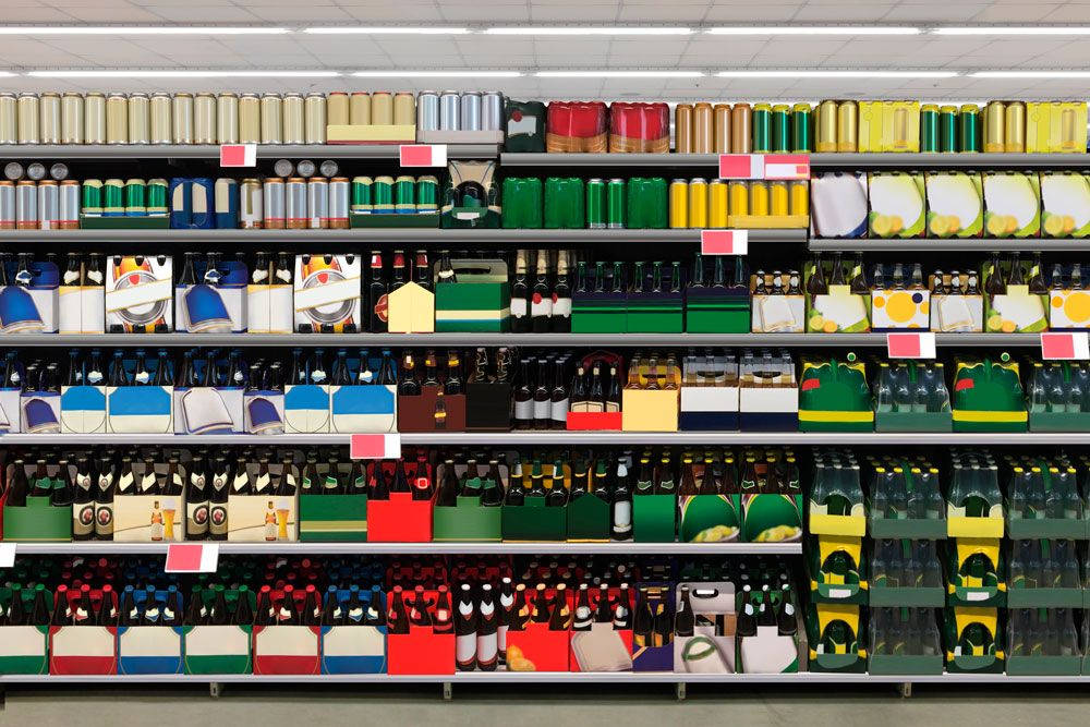 liquor aisle, supermarket, beer bottles, SD Desktop Wallpaper