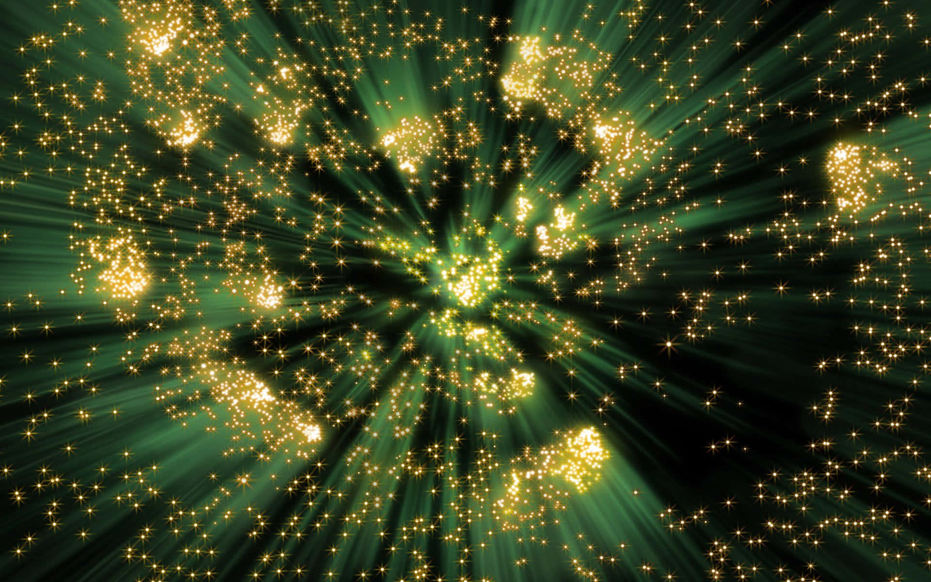 green gold space explosion, golden stars, deep green cosmic backdrop, Full HD Desktop Wallpaper