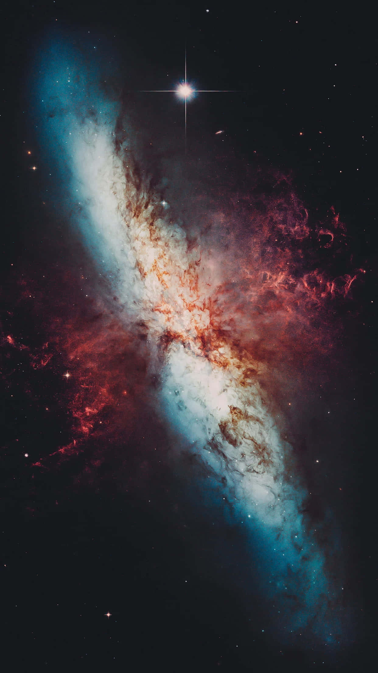 Supernova Explosion, spiral galaxy, vibrant red and blue nebulae, Full HD Phone Wallpaper