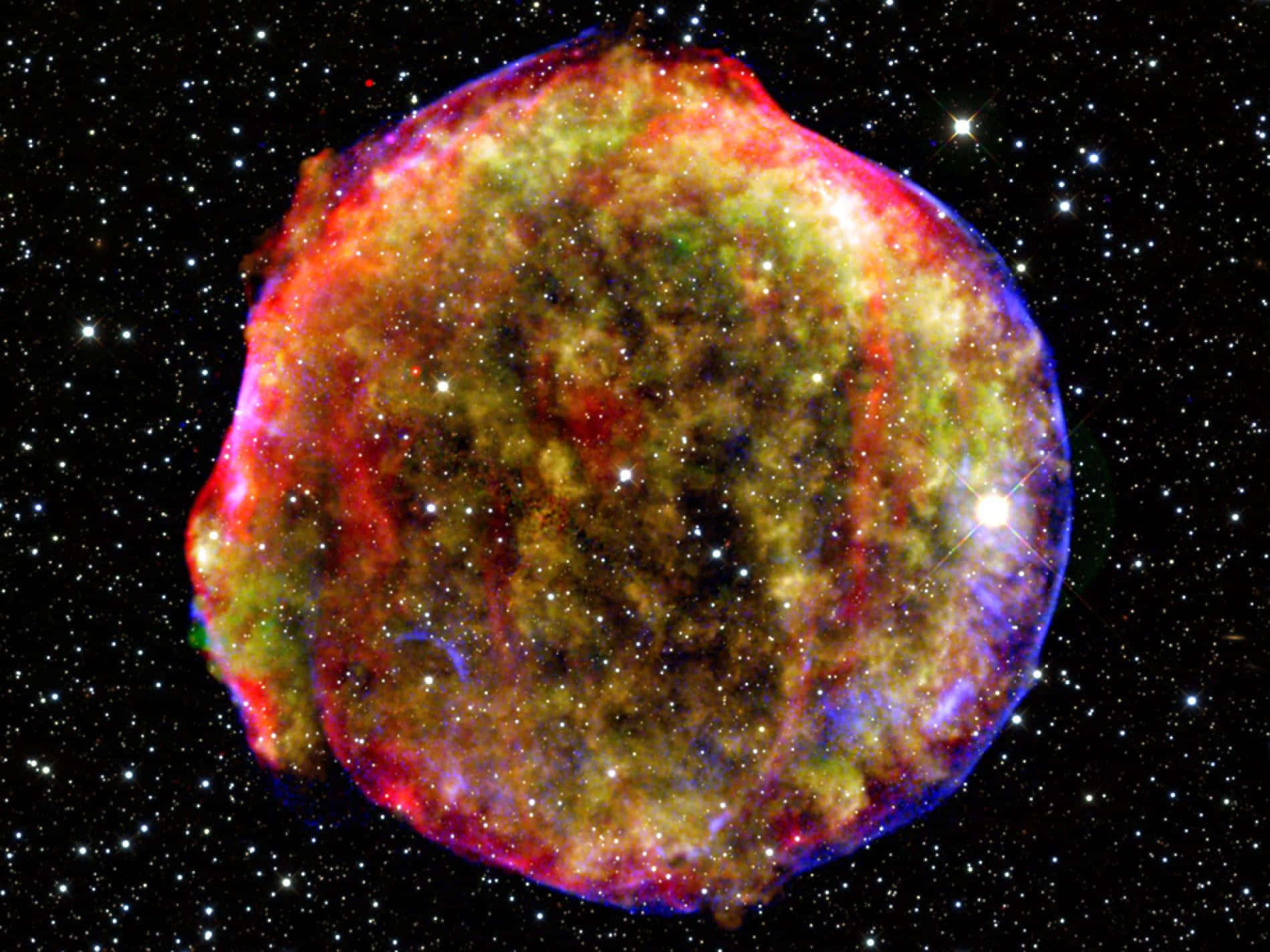 Supernova Explosion, cosmic nebula, swirling red green and blue gases, HD Desktop Wallpaper