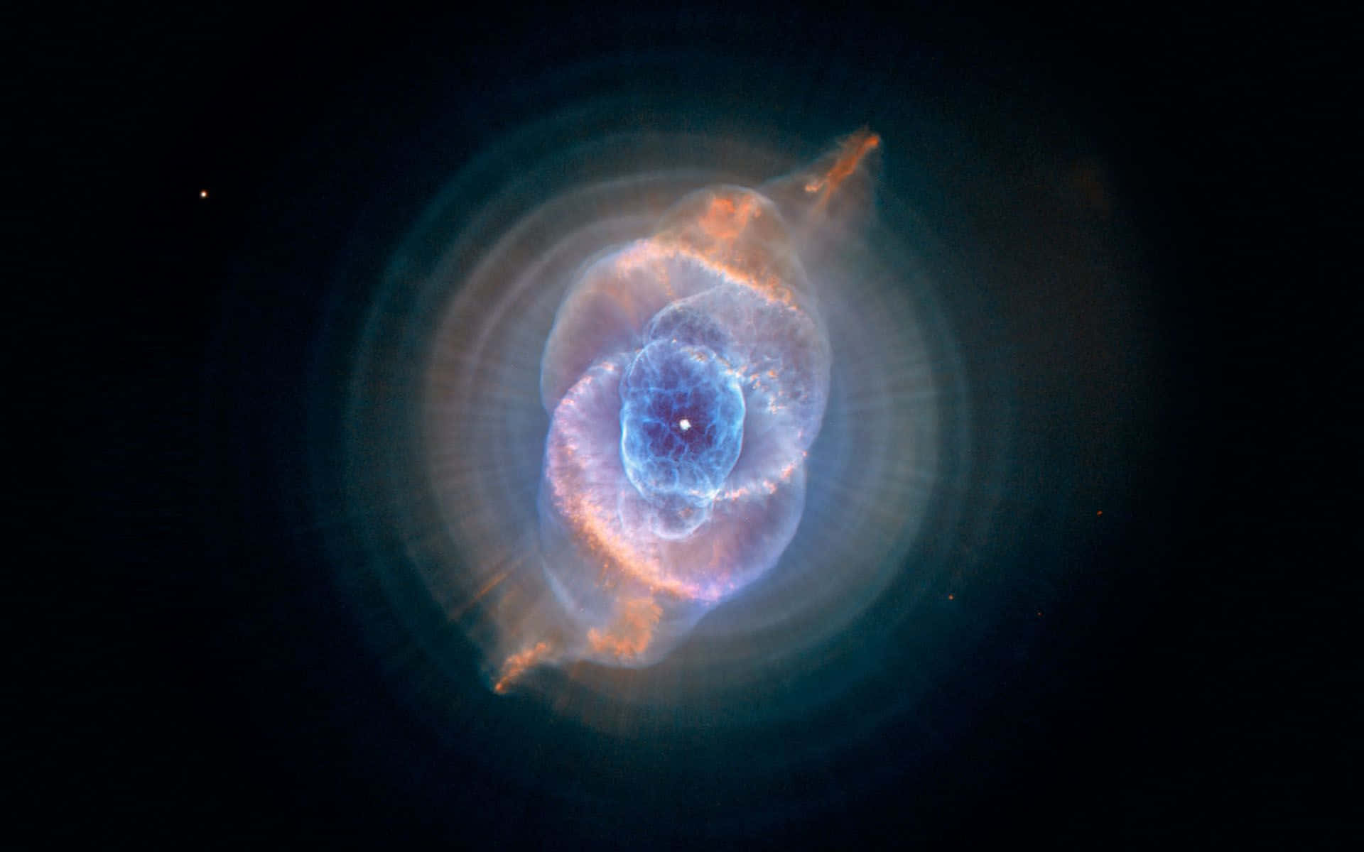 Supernova Explosion, blue and orange rings, central star, Full HD Desktop Wallpaper