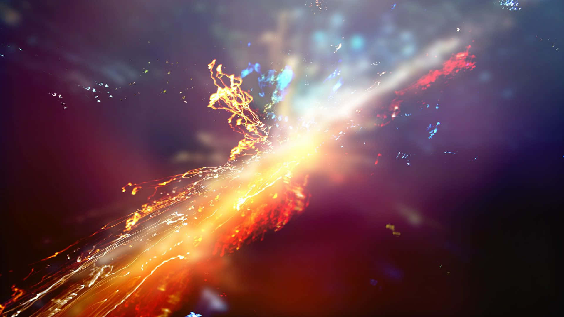 Supernova Explosion, fiery orange, electric blue, Full HD Desktop Wallpaper