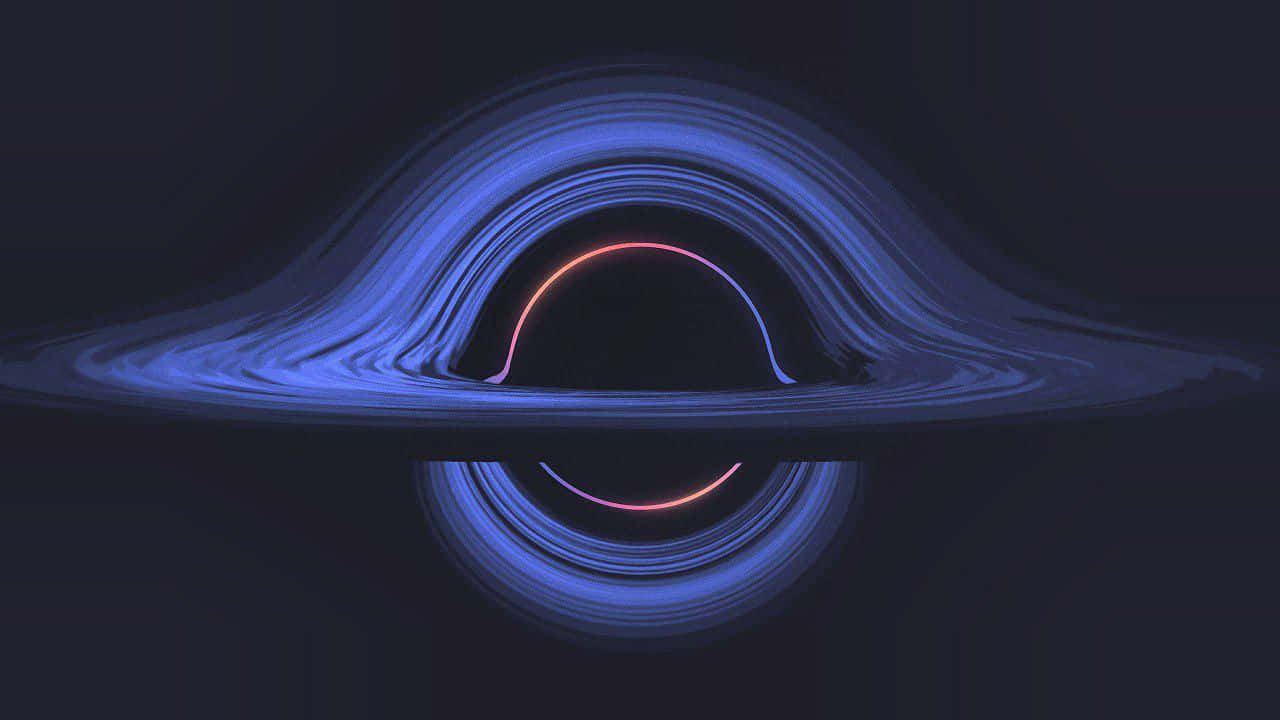 black hole, swirling blue accretion disk, glowing orange ring, HD Desktop Wallpaper