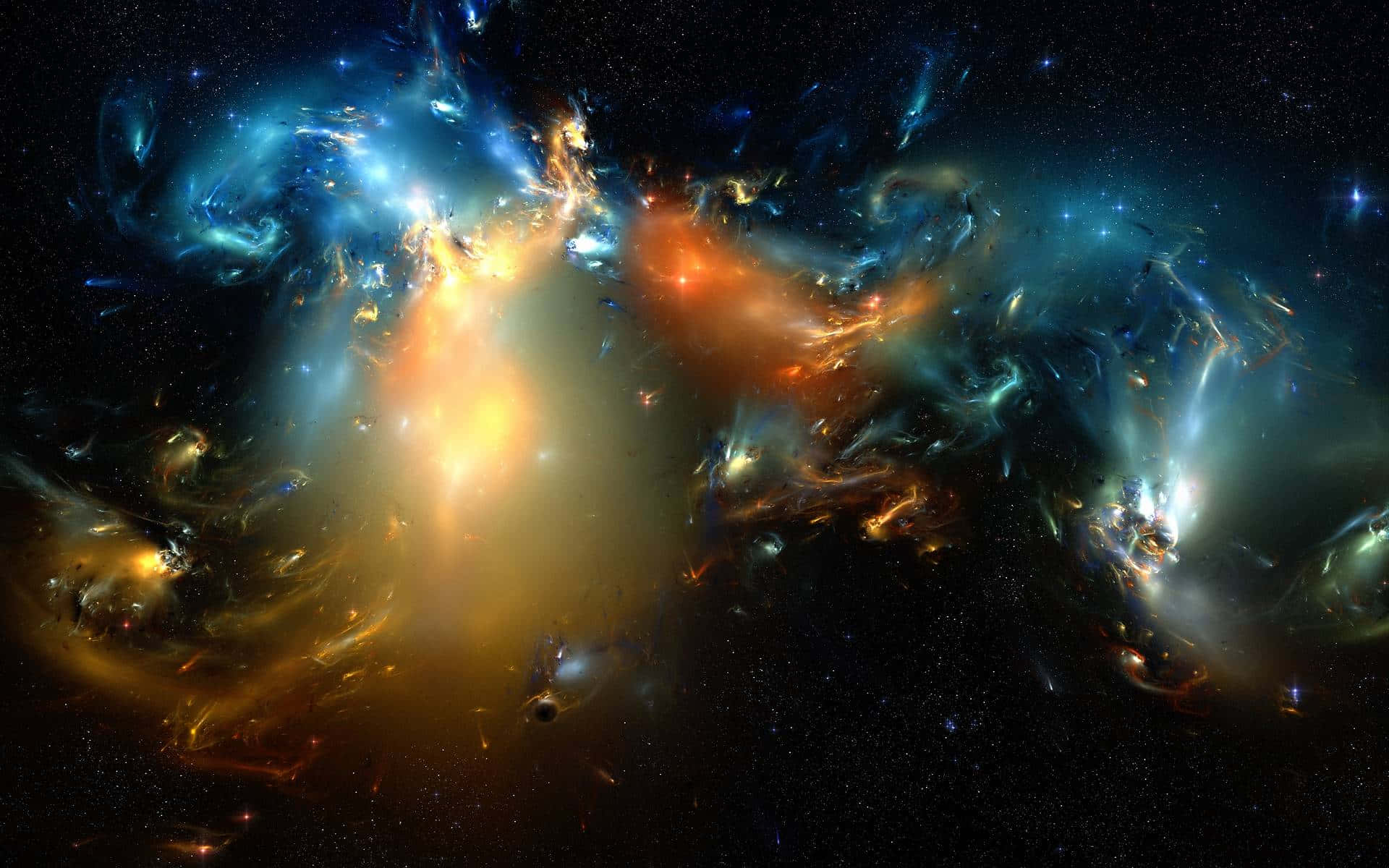 Cosmic Nebula Explosion, fiery oranges, cool blues, Full HD Desktop Wallpaper