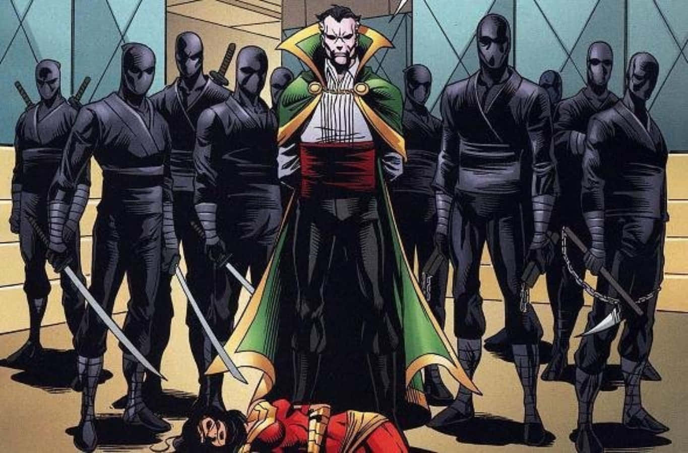 Supervillain Team-up, green and gold cape, fallen hero, HD Desktop Wallpaper