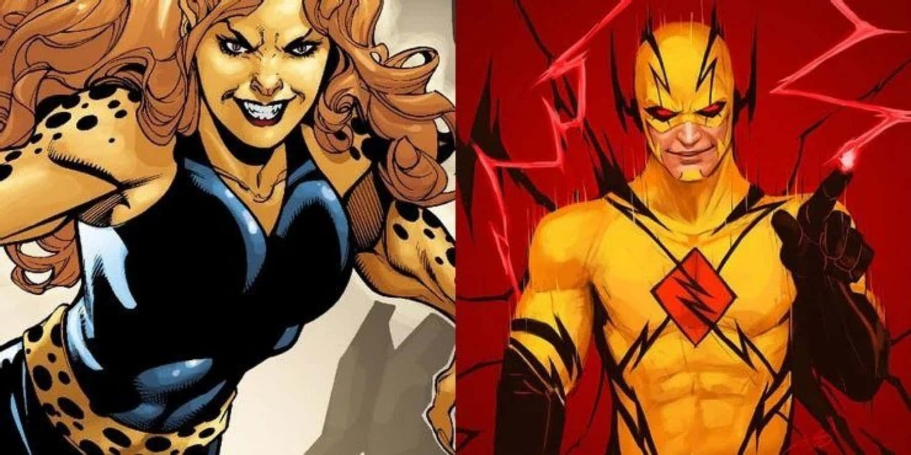 supervillain team-up, leopard-printed woman, yellow lightning-themed hero, HD Desktop Wallpaper