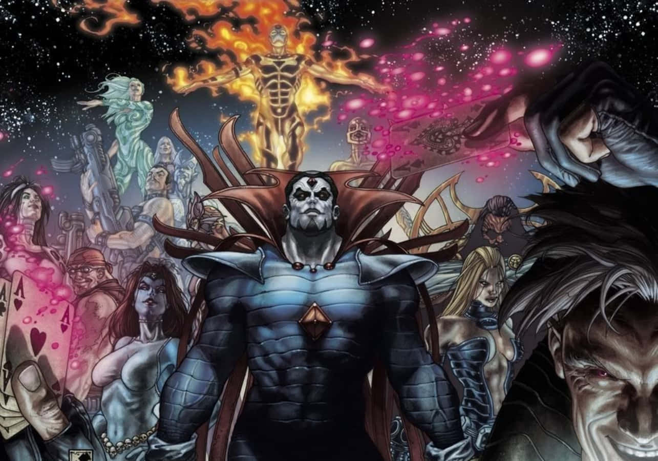 Supervillain Team-up, armored figure, cosmic backdrop, HD Desktop Wallpaper