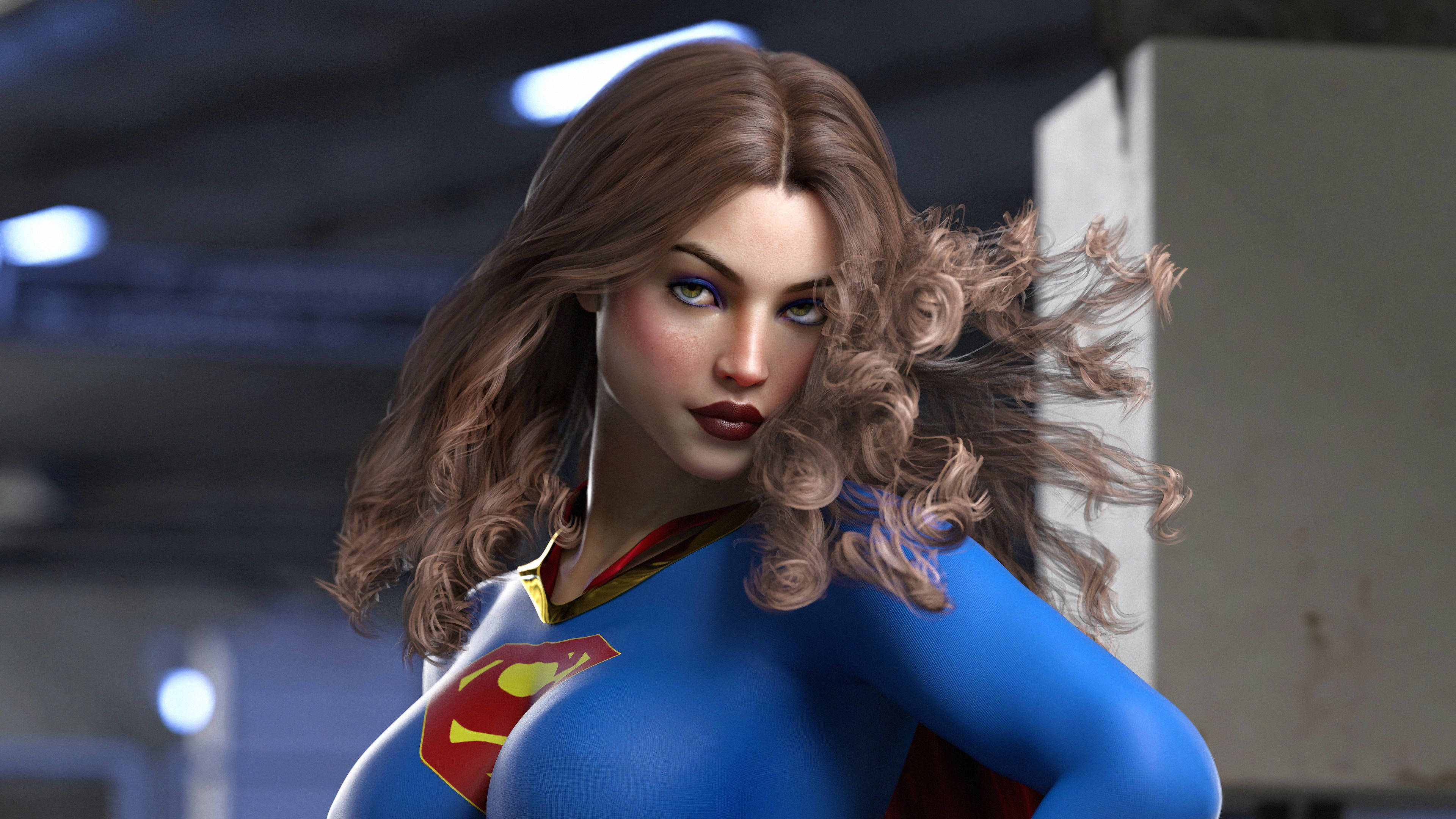 Superwoman, curly hair, brown hair, 4K Desktop Wallpaper