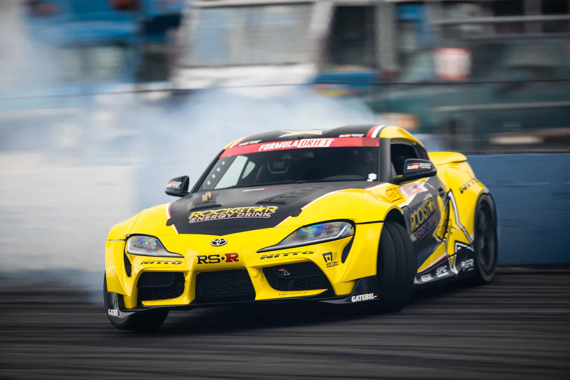 Supra Drift, vibrant yellow, racetrack corner, Full HD Desktop Wallpaper
