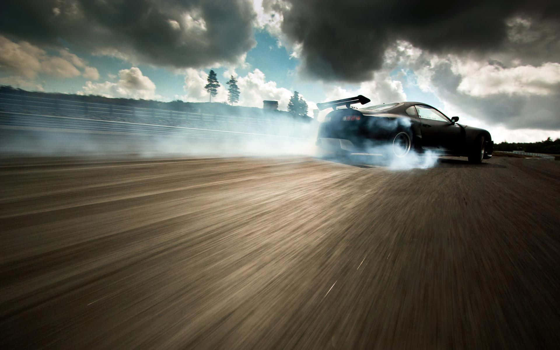 Supra Drift, black sports car, racetrack, Full HD Desktop Wallpaper