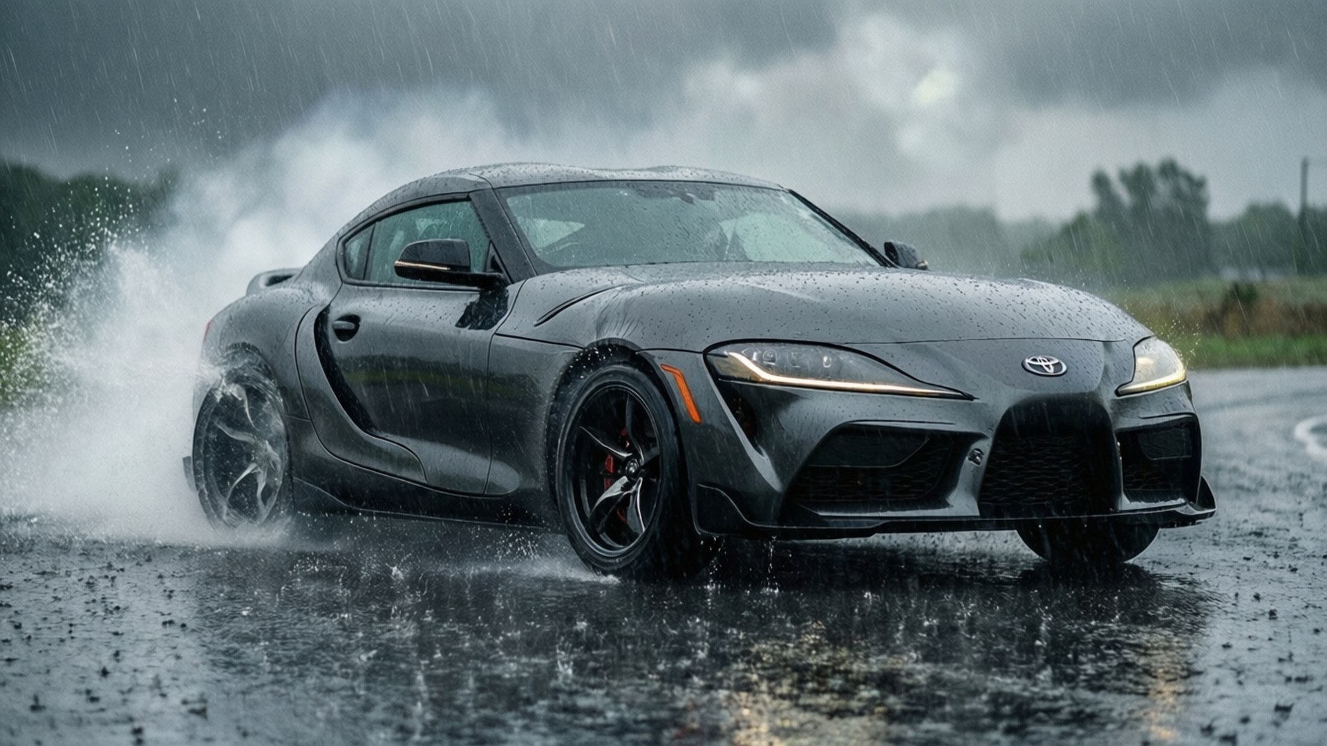 Supra, drifting, rain, Full HD Desktop Wallpaper
