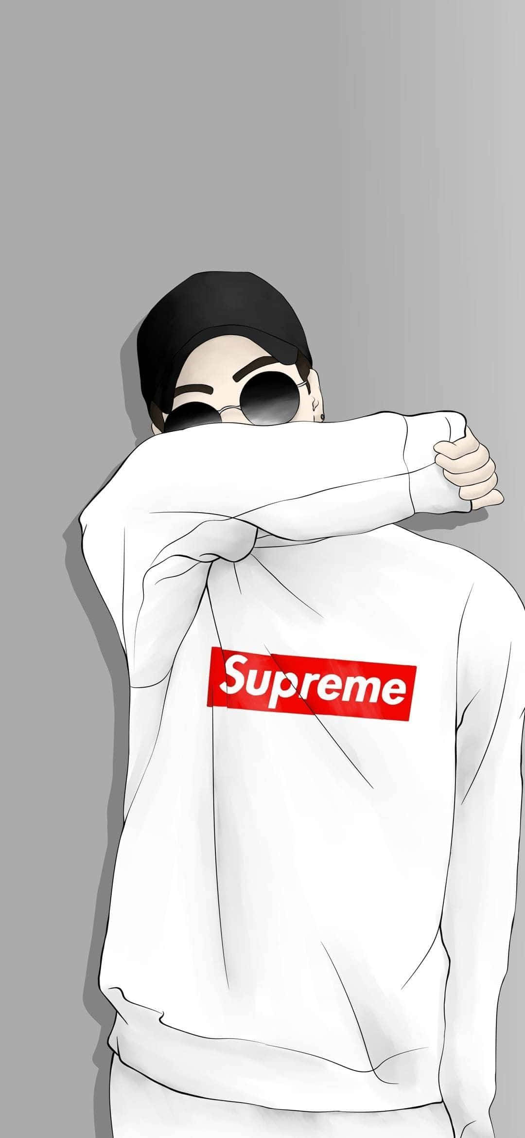 Supreme, anime character, white Supreme sweatshirt, Full HD Phone Wallpaper