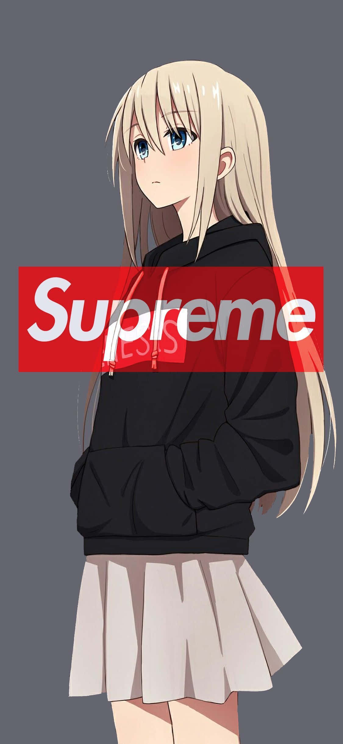 Supreme Anime, blonde hair, blue eyes, Full HD Phone Wallpaper