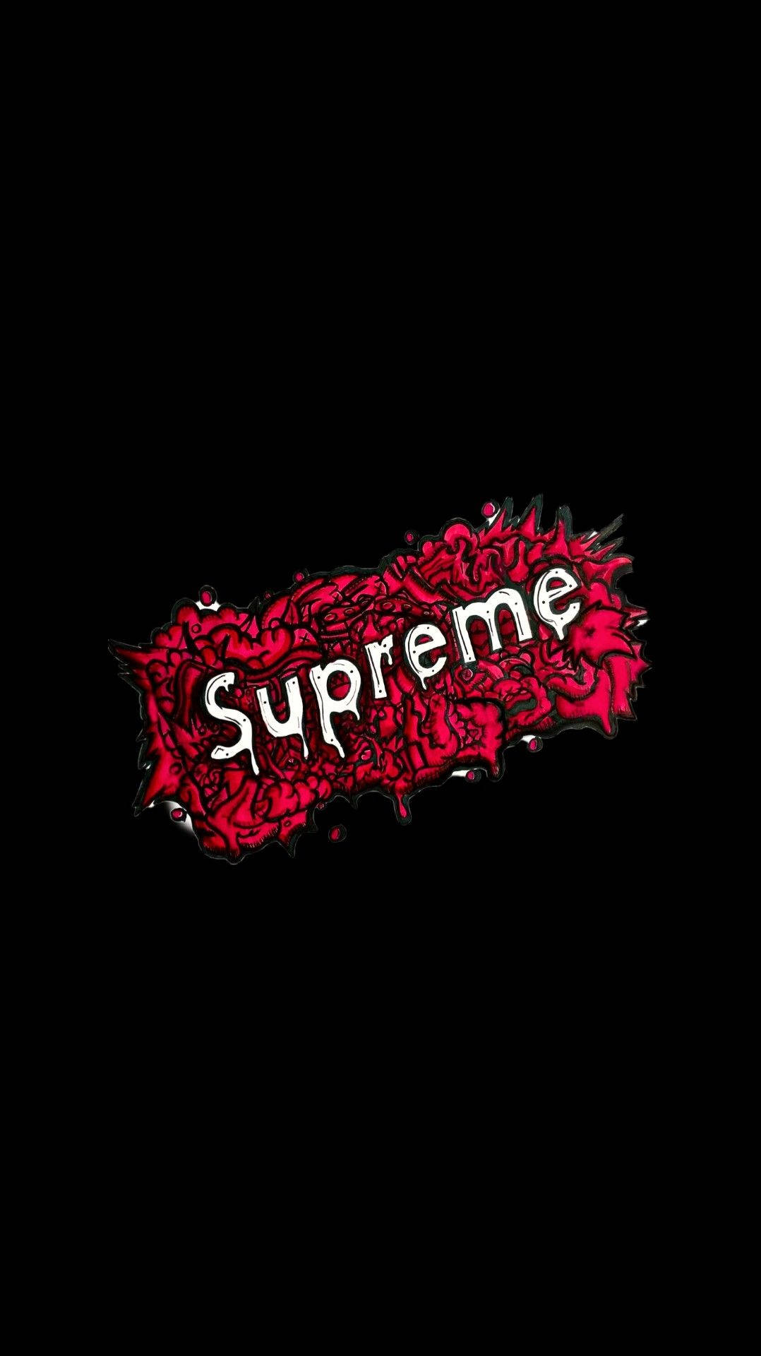 Supreme, white graffiti-style font, vibrant red splatter, Full HD Phone Wallpaper